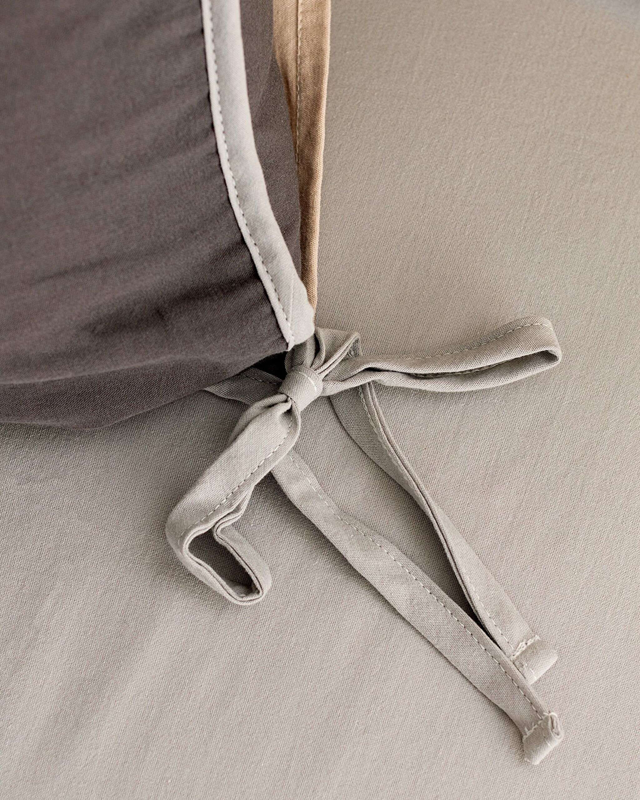 Ensemble de housse de couette à nouer 100 % coton délavé Aimon King Size - Anthracite/Beige - 4