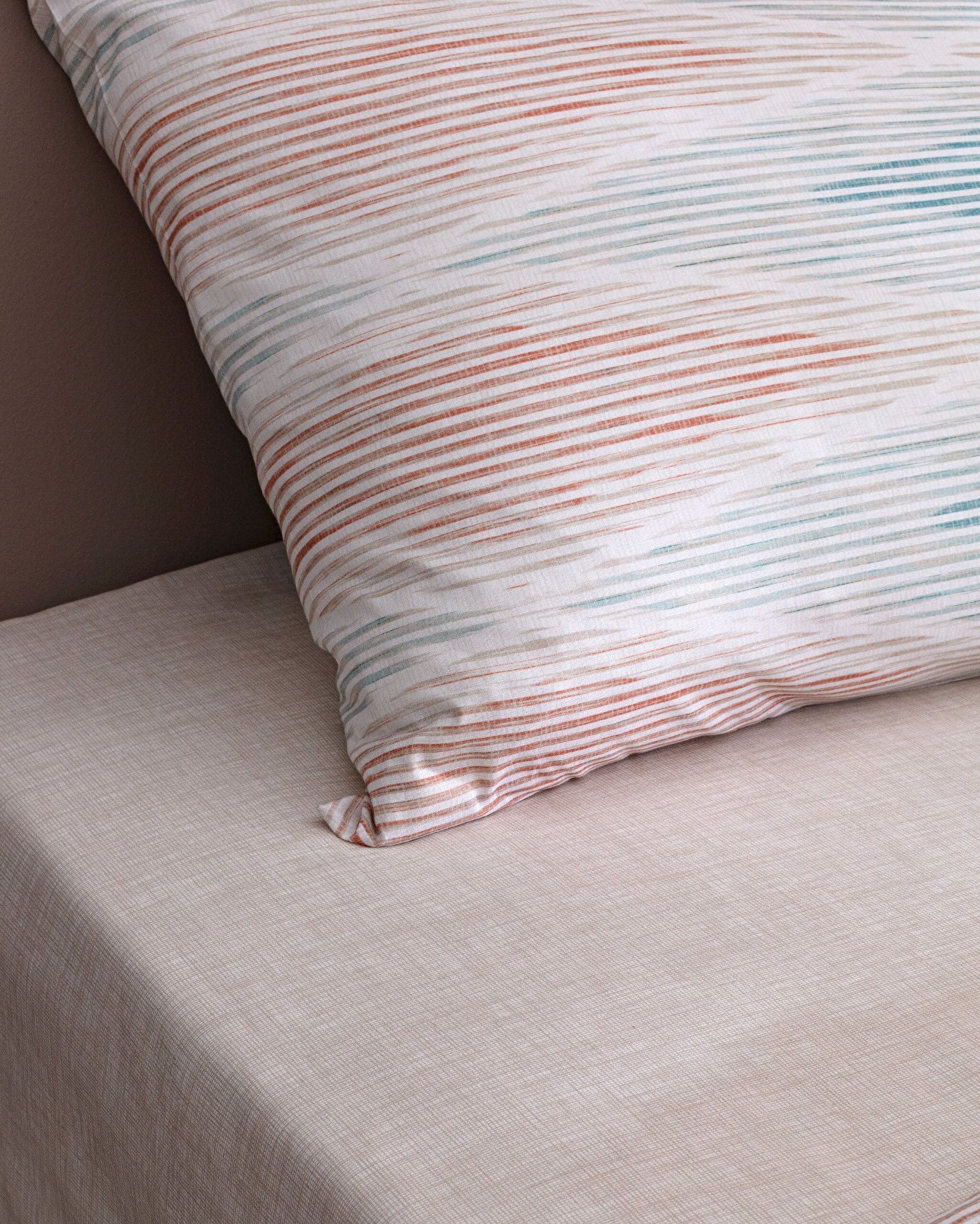 Ensemble de housse de couette imprimé Ranforce 100 % coton Faye King Size - Beige - 4