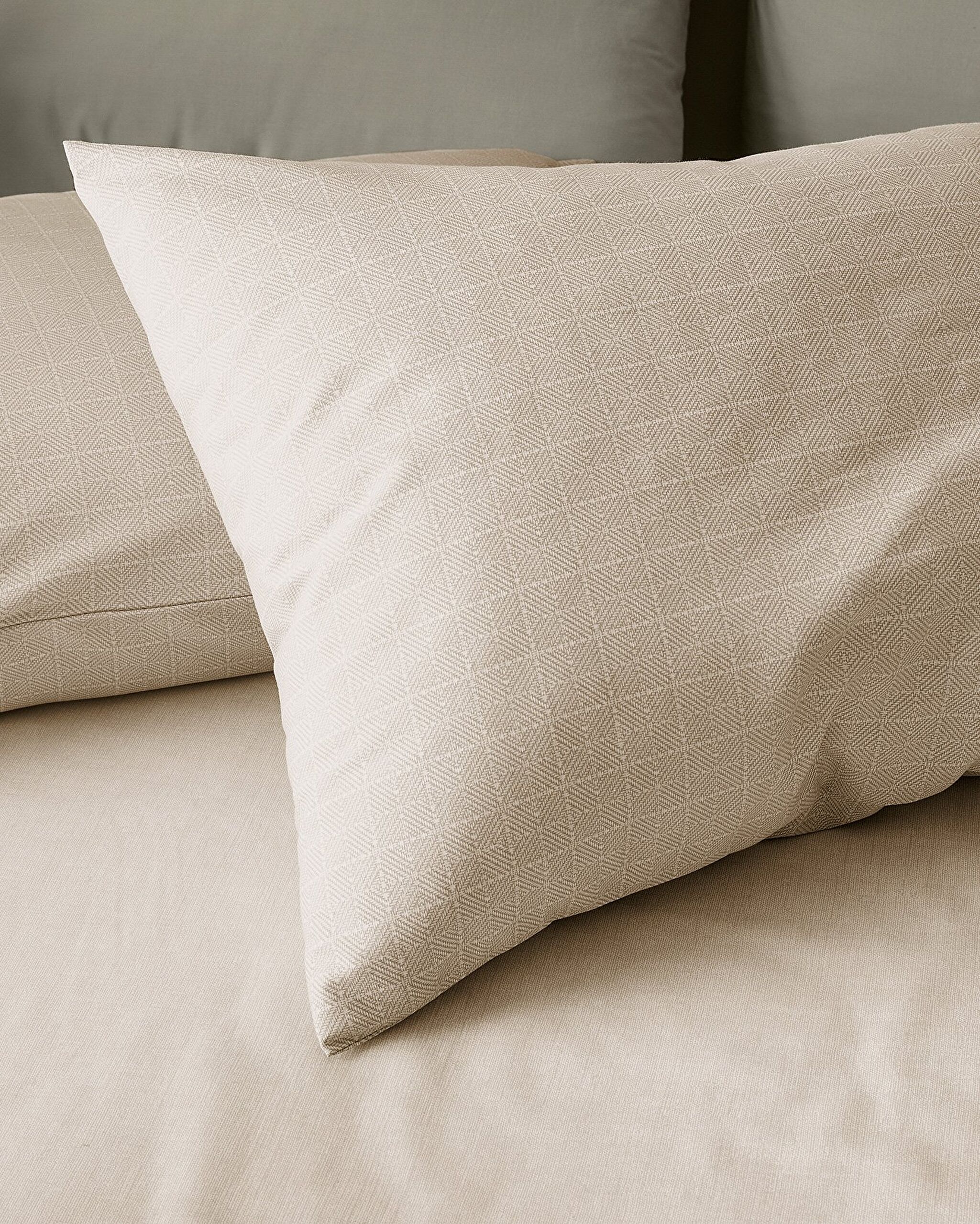 Ensemble de housse de couette imprimé Ranforce 100 % coton King Size Odette - Beige - 2