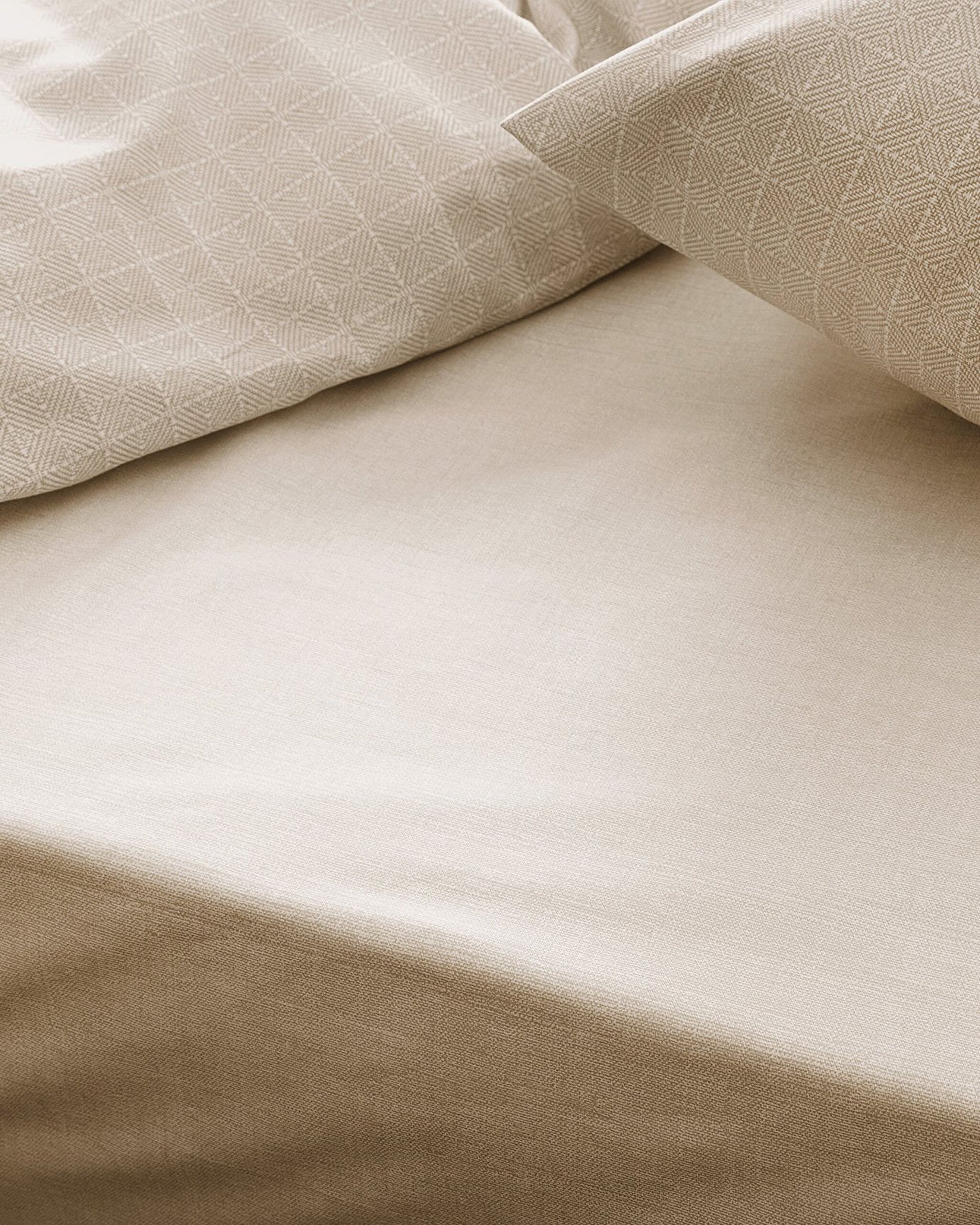 Ensemble de housse de couette imprimé Ranforce 100 % coton King Size Odette - Beige - 4