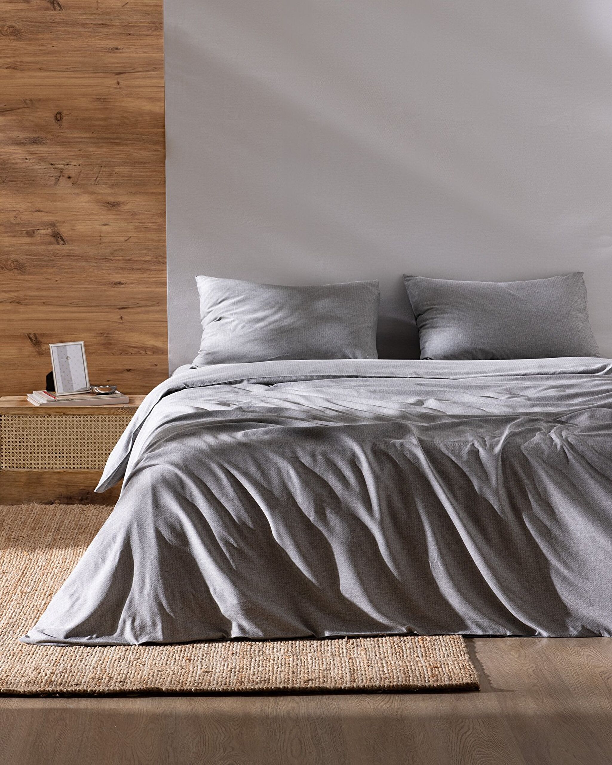 Ensemble de housse de couette Benati King Size 100 % coton teint en fil - Anthracite - 0