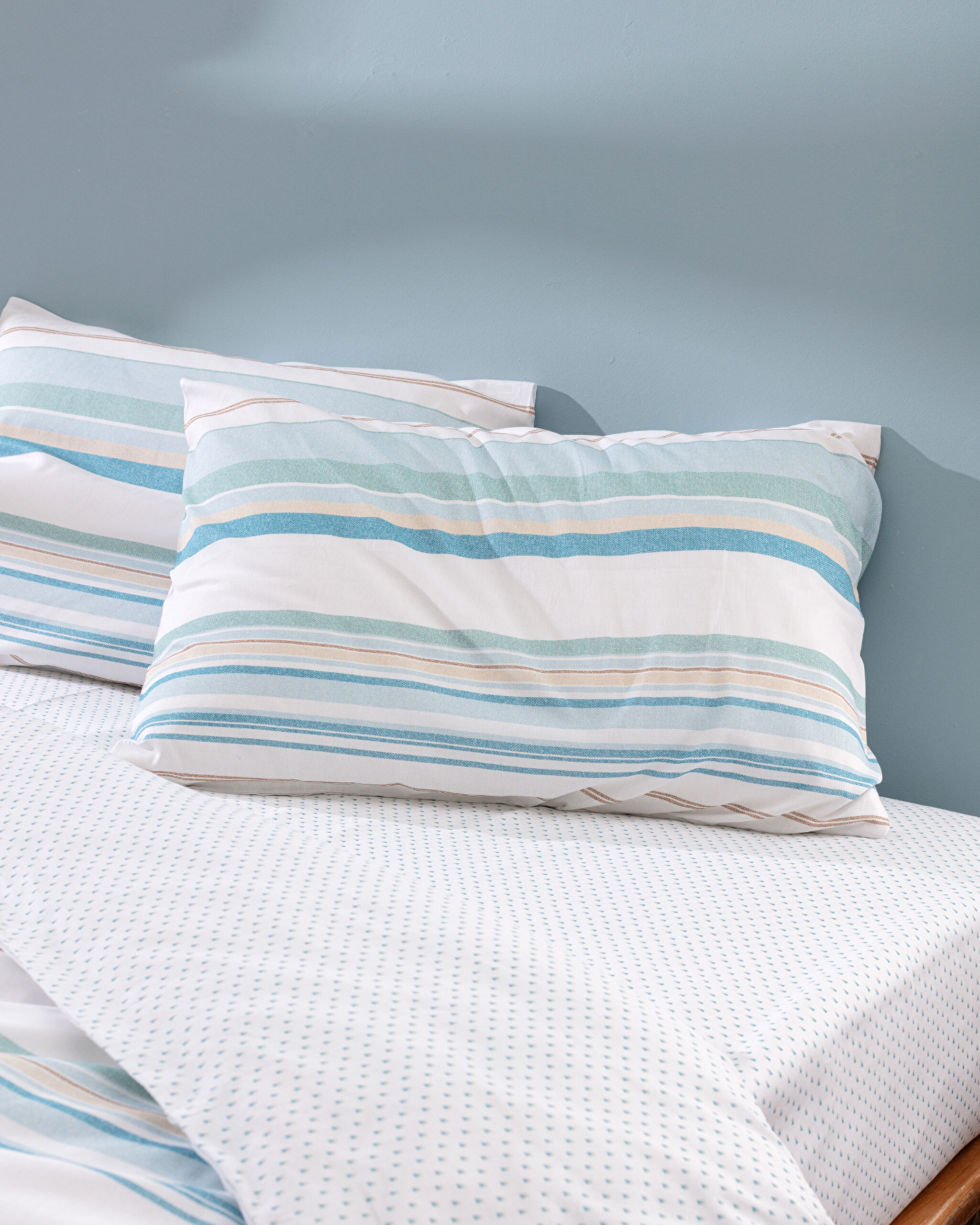 Parure de lit Sorel King Size 100 % coton Ranforce imprimé - Turquoise - 3