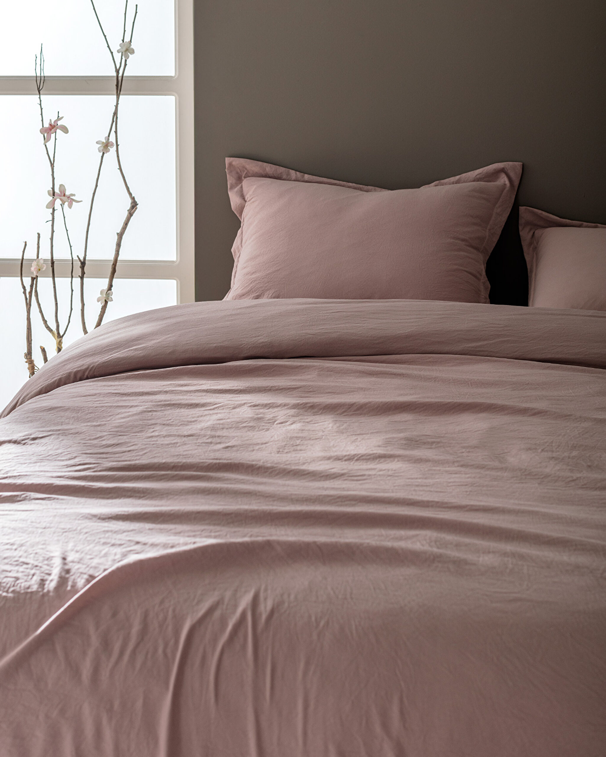 Ensemble de housse de couette élastique en microfibre pour lit king size Mona - Poudre - 1