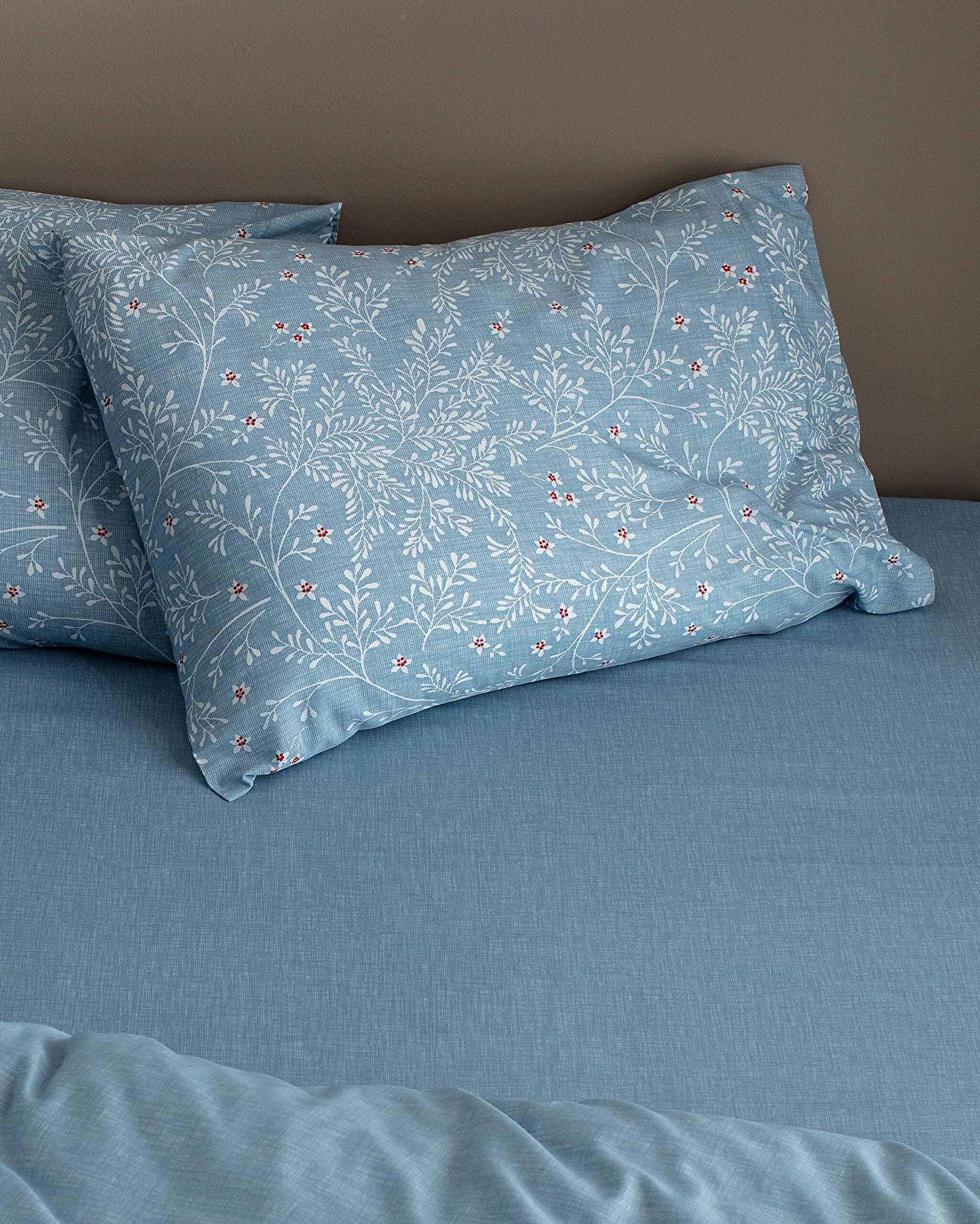 Ensemble de housse de couette imprimée en coton King Size Emele - Bleu - 1