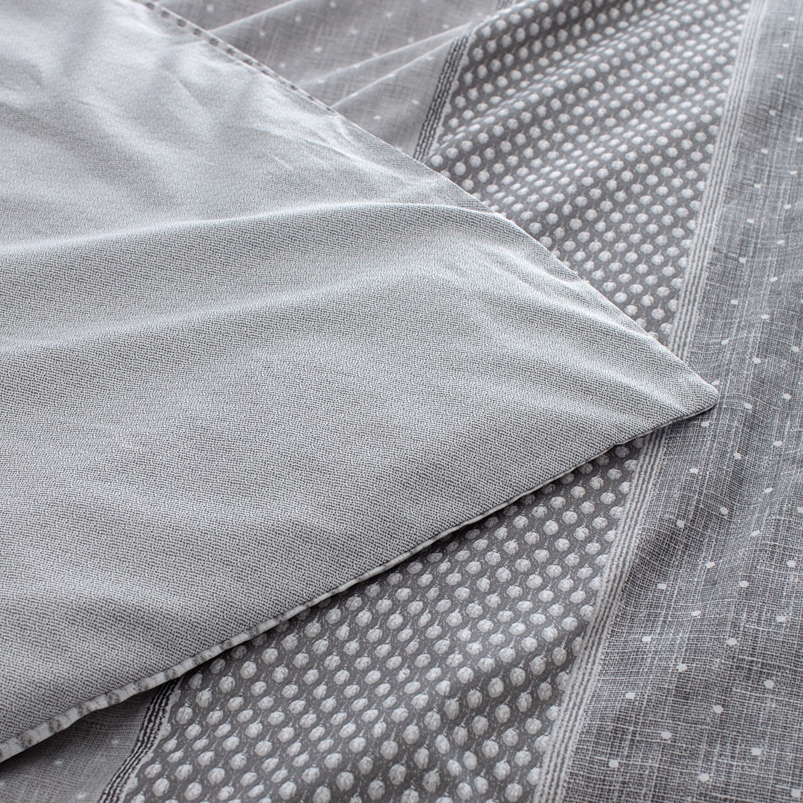 Ensemble de housse de couette imprimé en coton King Size Hugo - Gris - 4