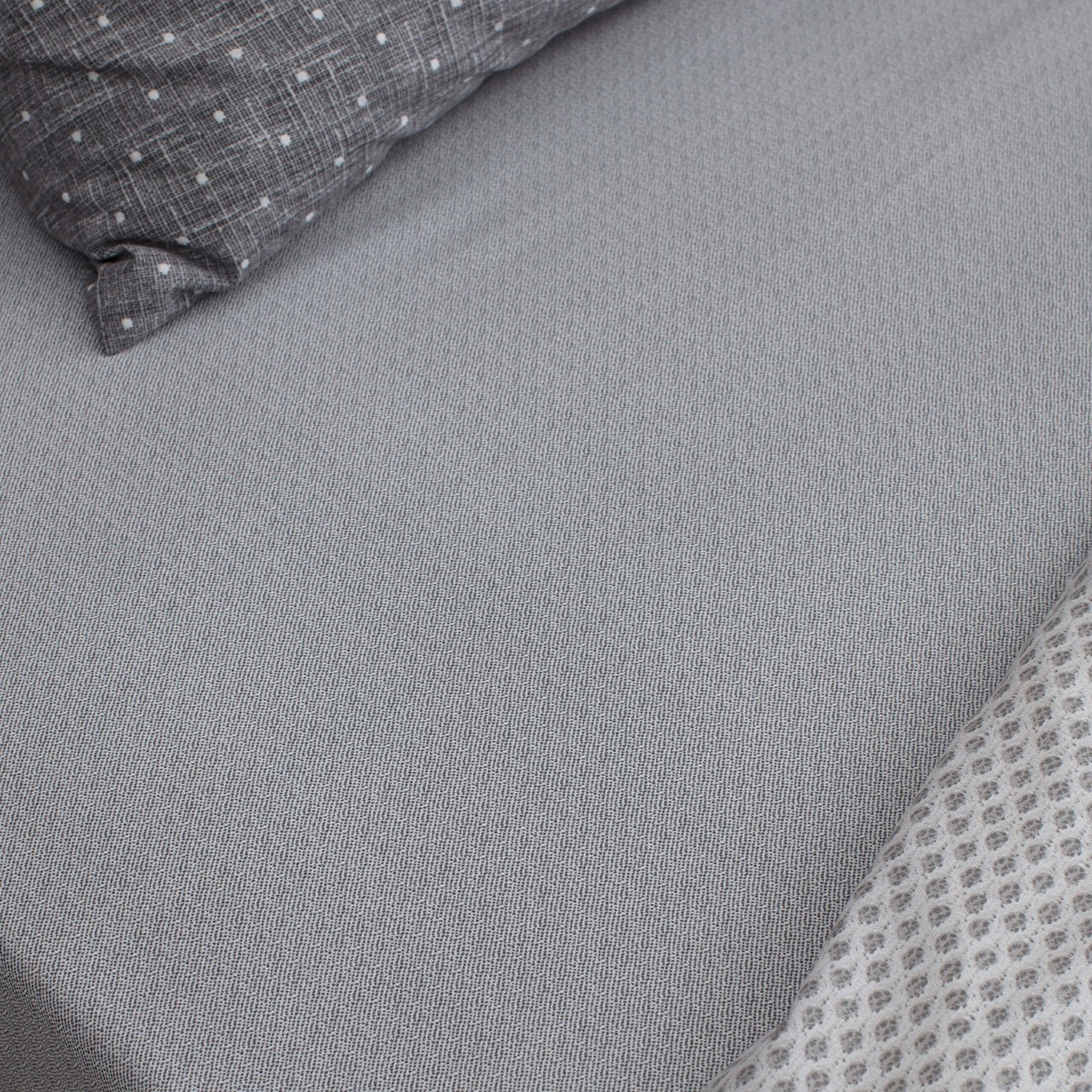 Ensemble de housse de couette imprimé en coton King Size Hugo - Gris - 2