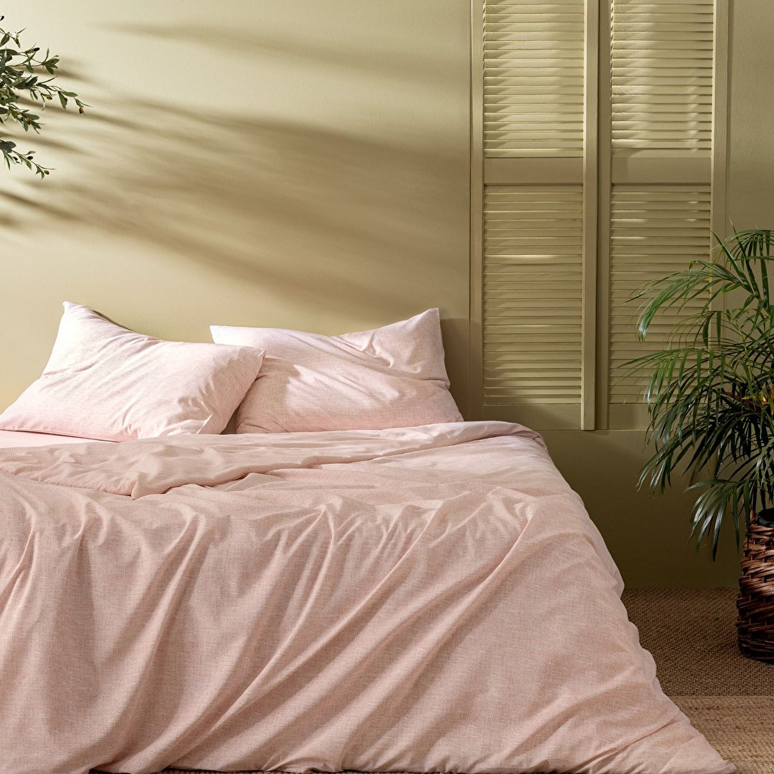 Ensemble de housse de couette imprimé en coton taille king Juin - Poudre - 0