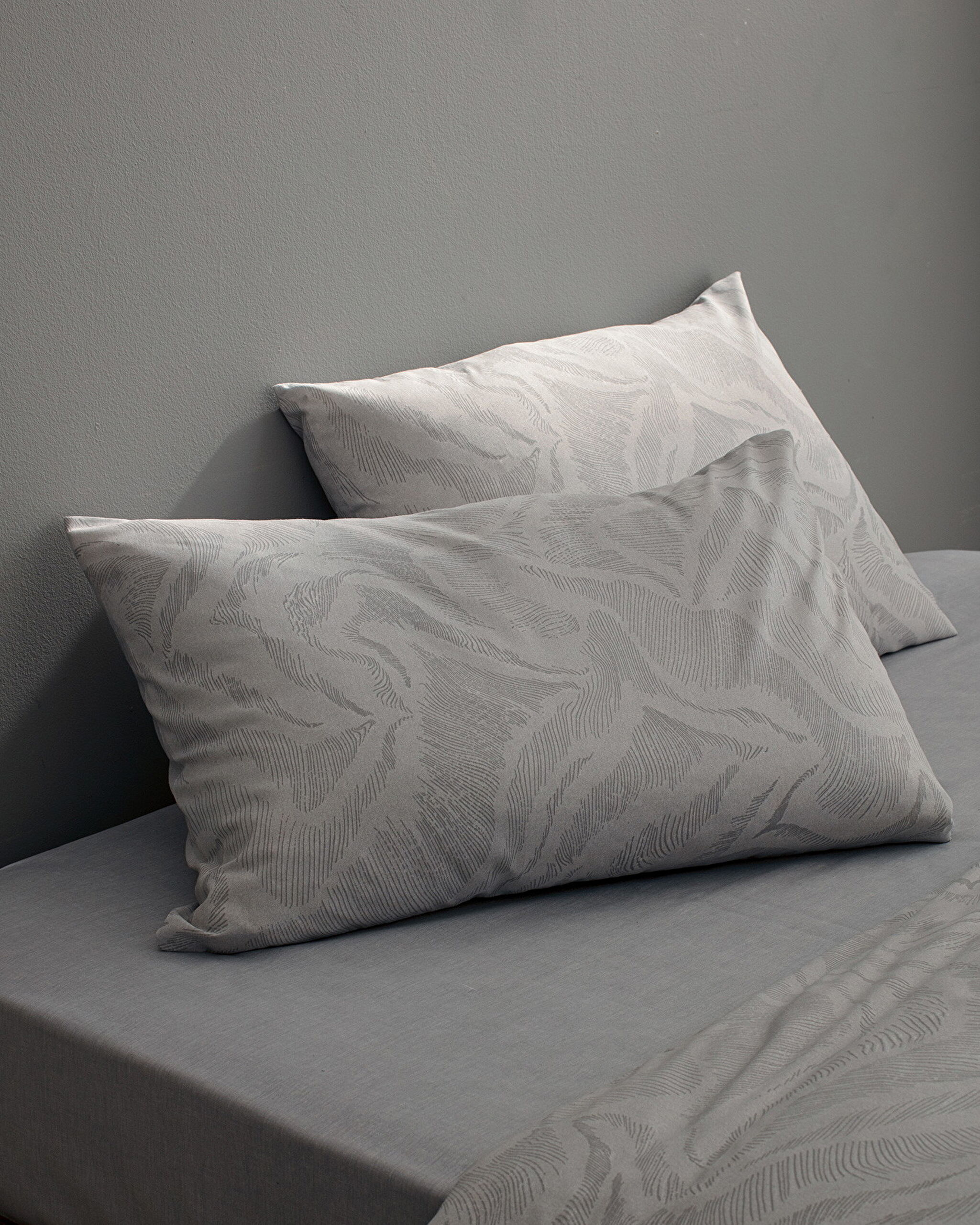 Ensemble de housse de couette imprimé en coton Coyan King Size - Gris - 2