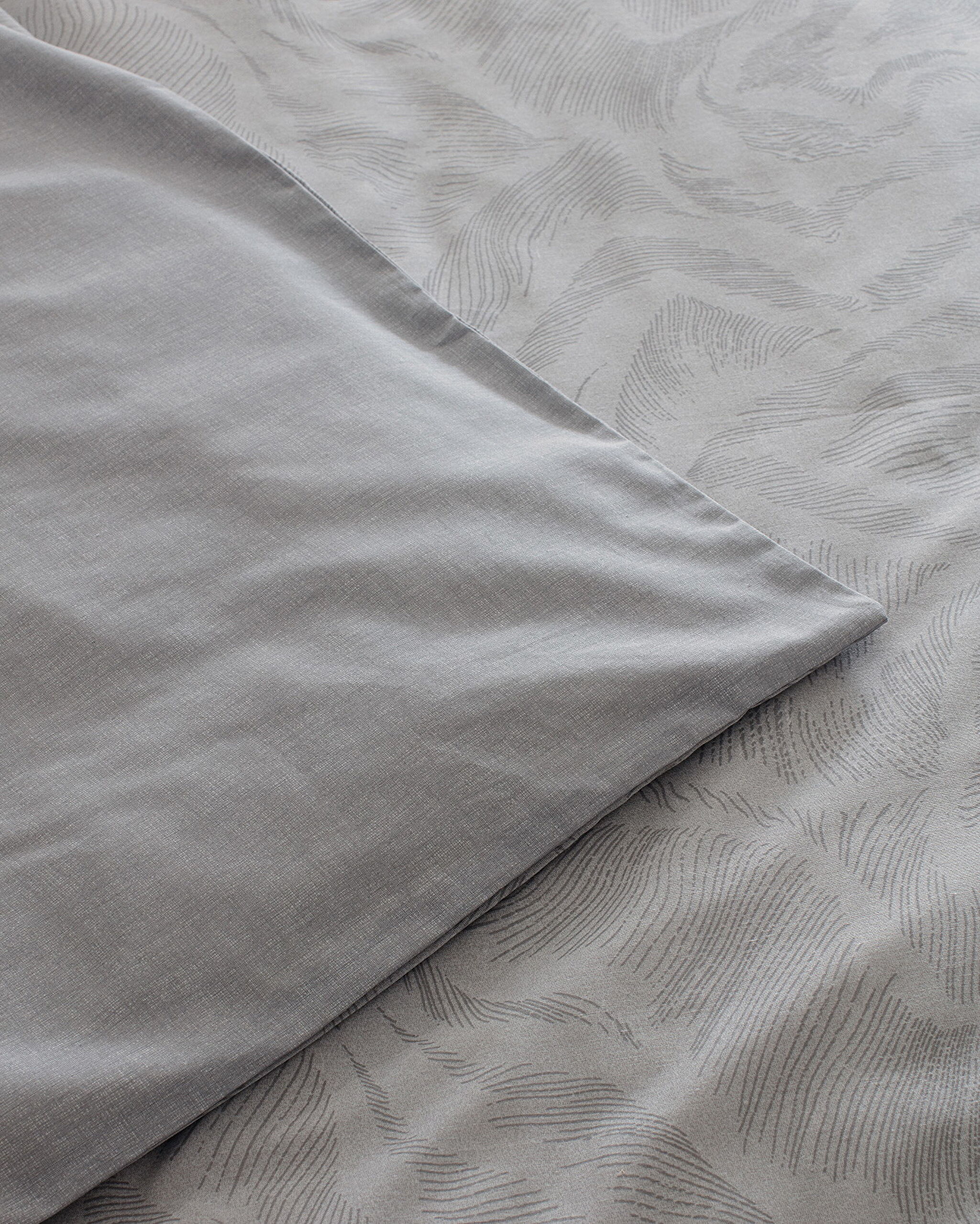 Ensemble de housse de couette imprimé en coton Coyan King Size - Gris - 4