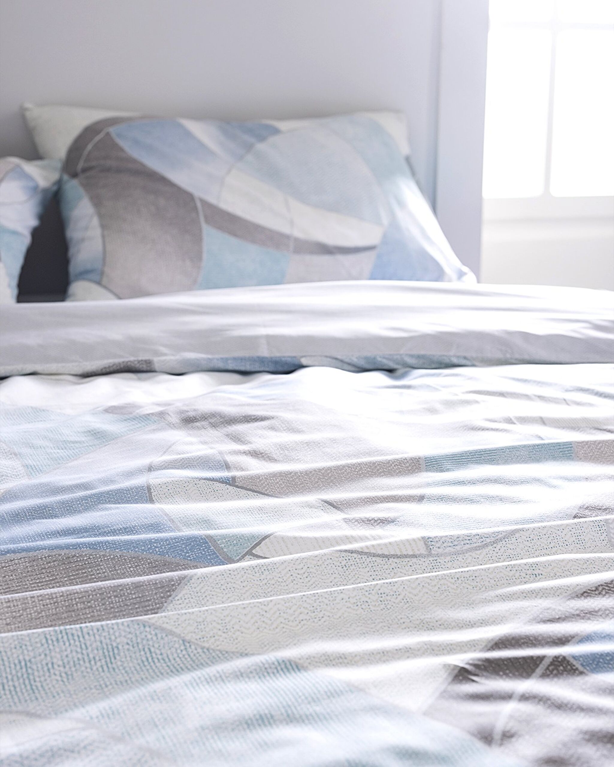 Ensemble de housse de couette imprimé en coton King Size Achille - Turquoise - 2