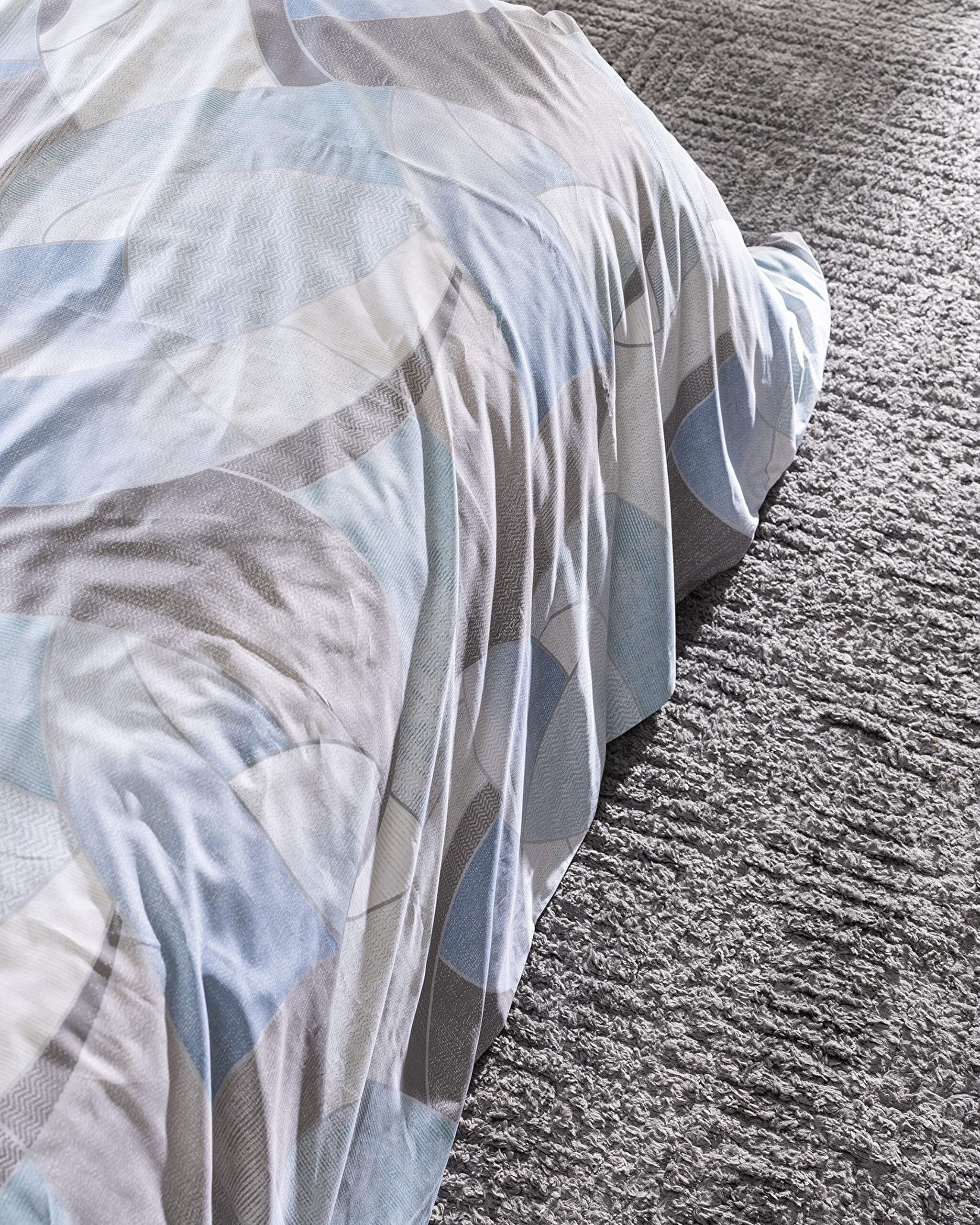 Ensemble de housse de couette imprimé en coton King Size Achille - Turquoise - 4