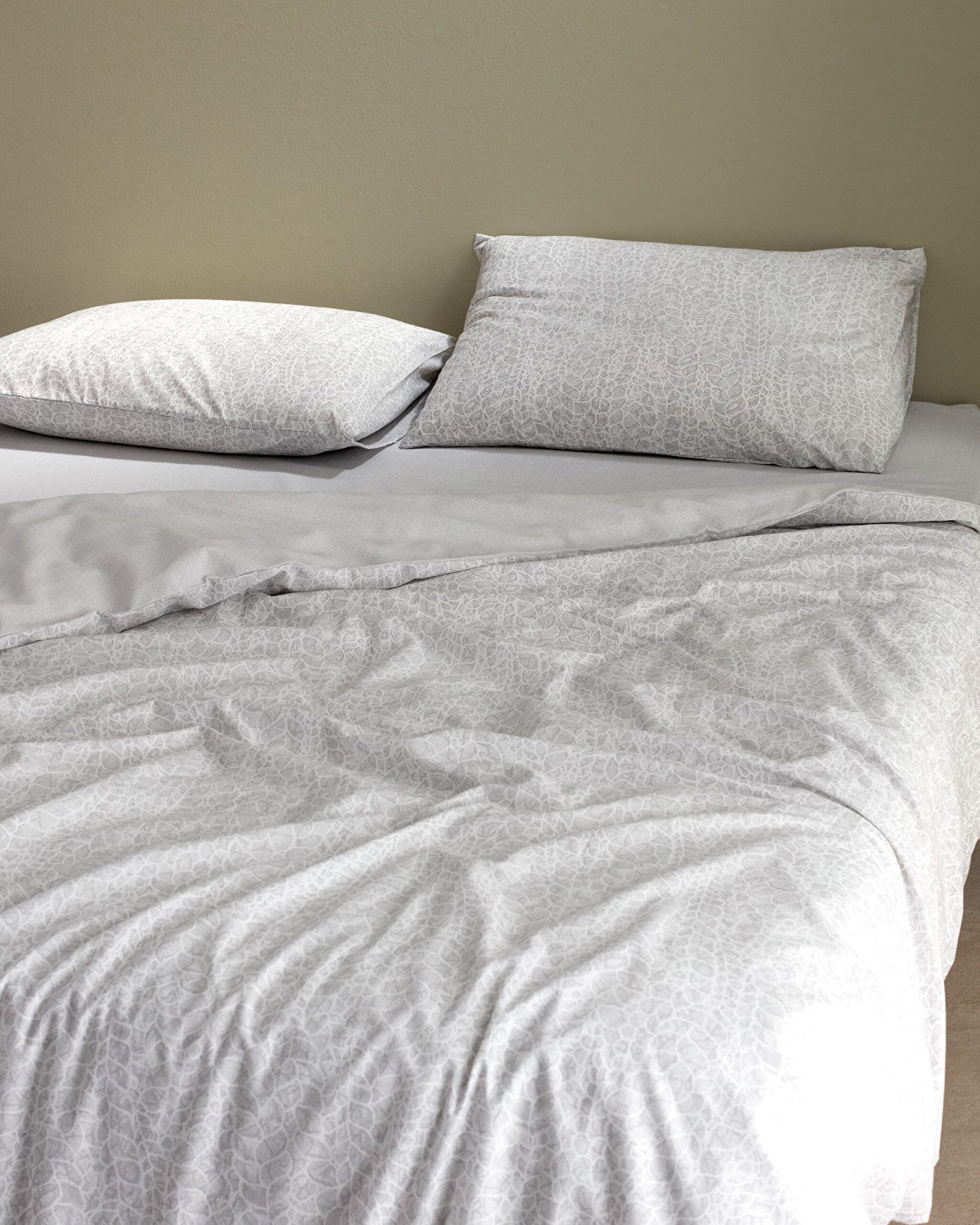 Ensemble de housse de couette en coton imprimé King Size Grelot - Gris - 1