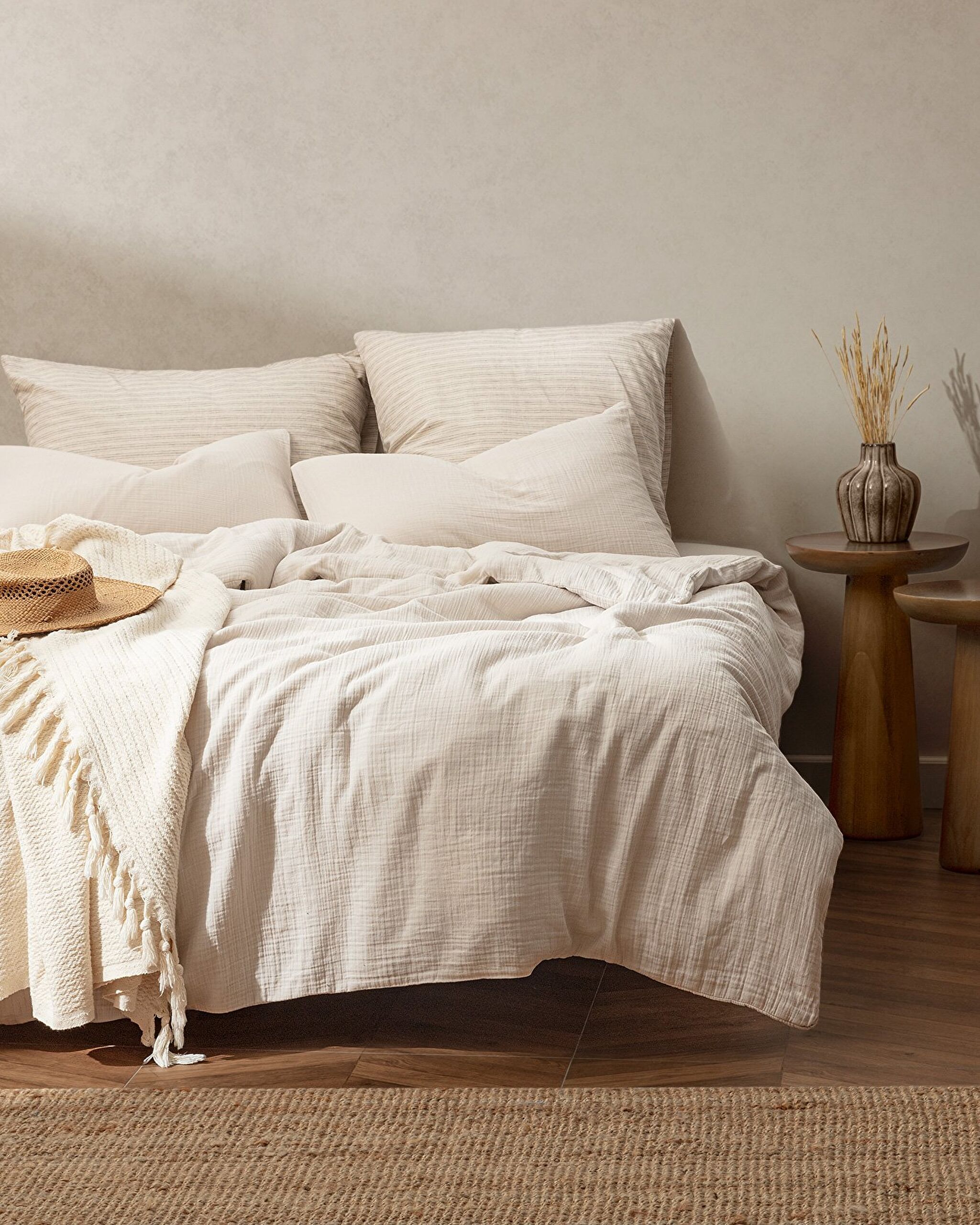 Marla Muslin Super King Size Duvet Cover Set Elastic - 0