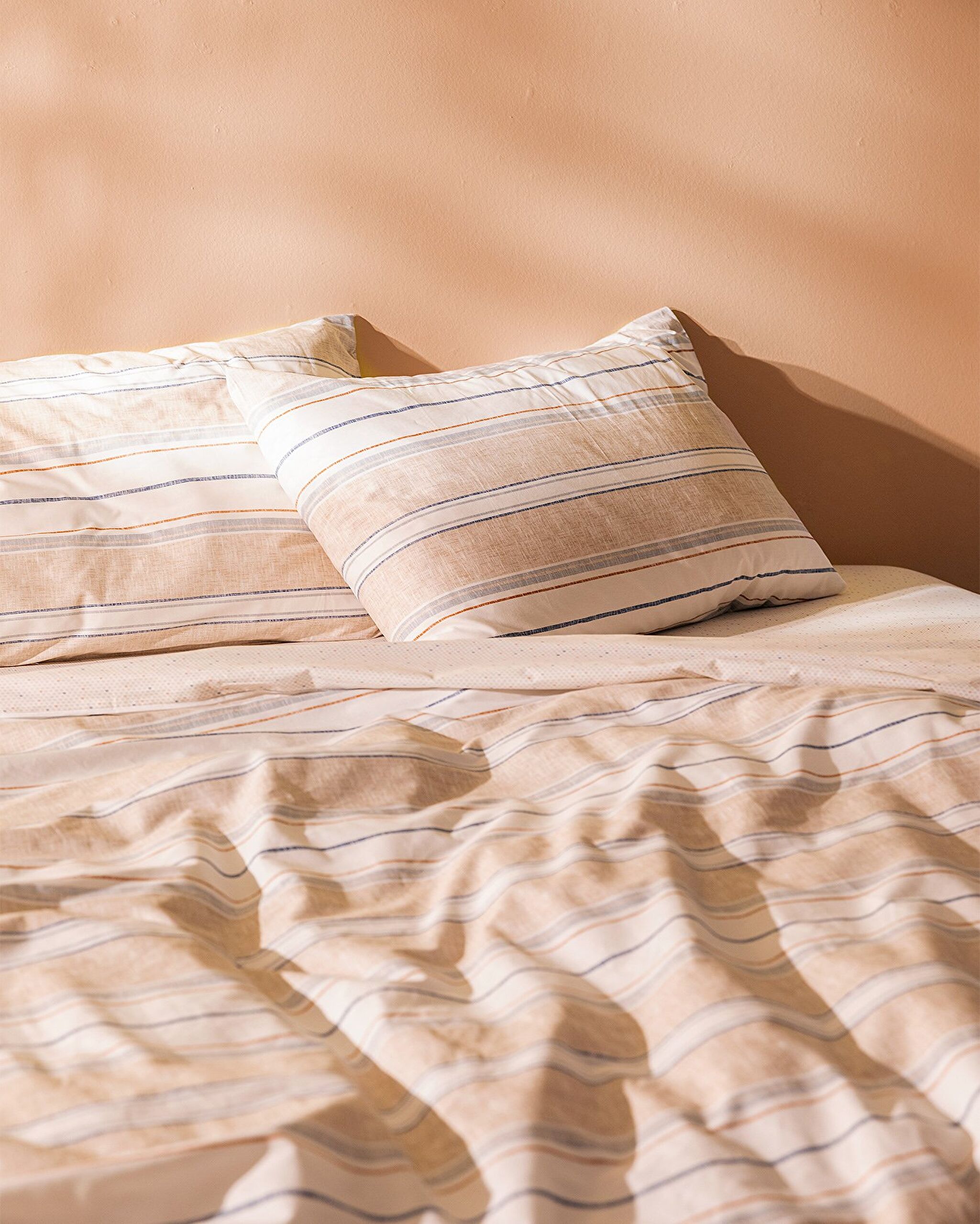 Ensemble de housse de couette Ranforce 100 % coton imprimé simple Elodie - Beige - 2