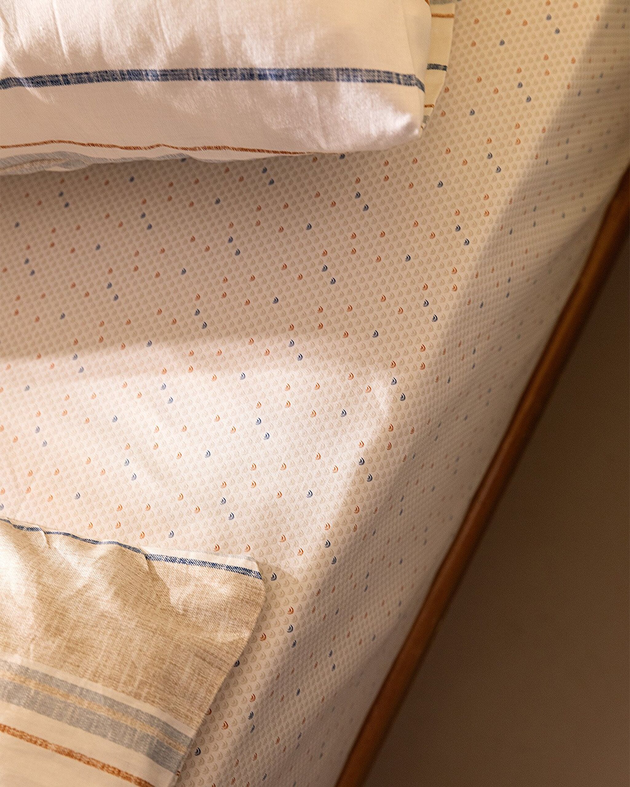 Ensemble de housse de couette Ranforce 100 % coton imprimé simple Elodie - Beige - 4