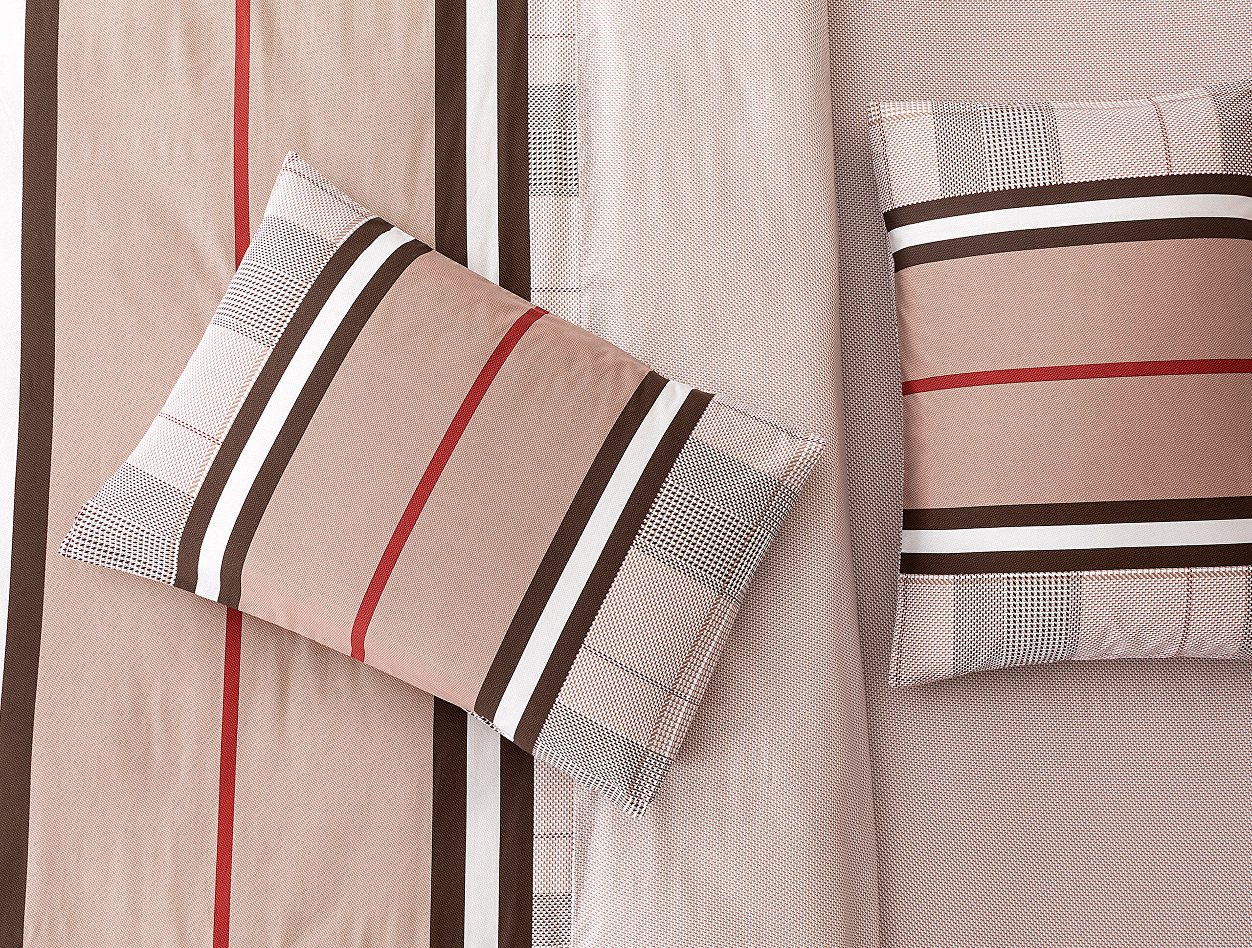 Ensemble de housse de couette Ranforce 100 % coton imprimé simple Leeroy - Marron - 7