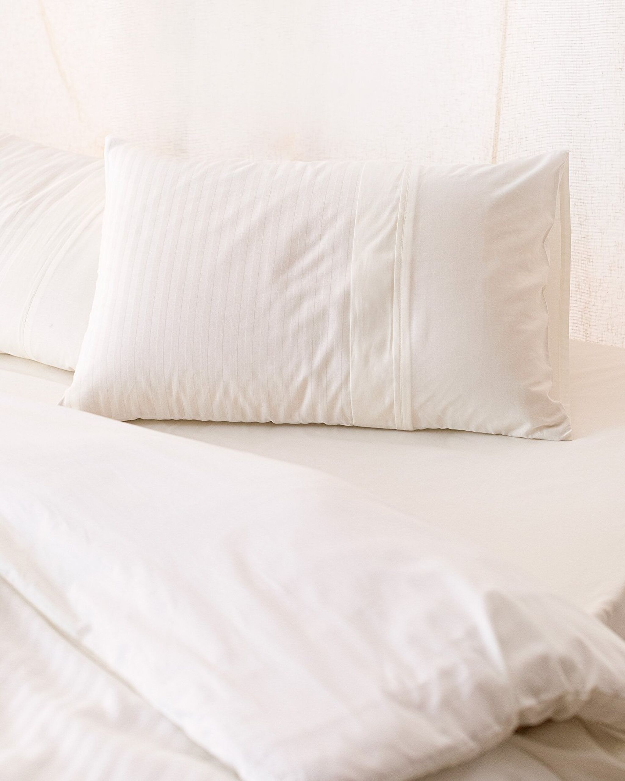 Ensemble de housse de couette à rayures simples Adrien - Écru - 1