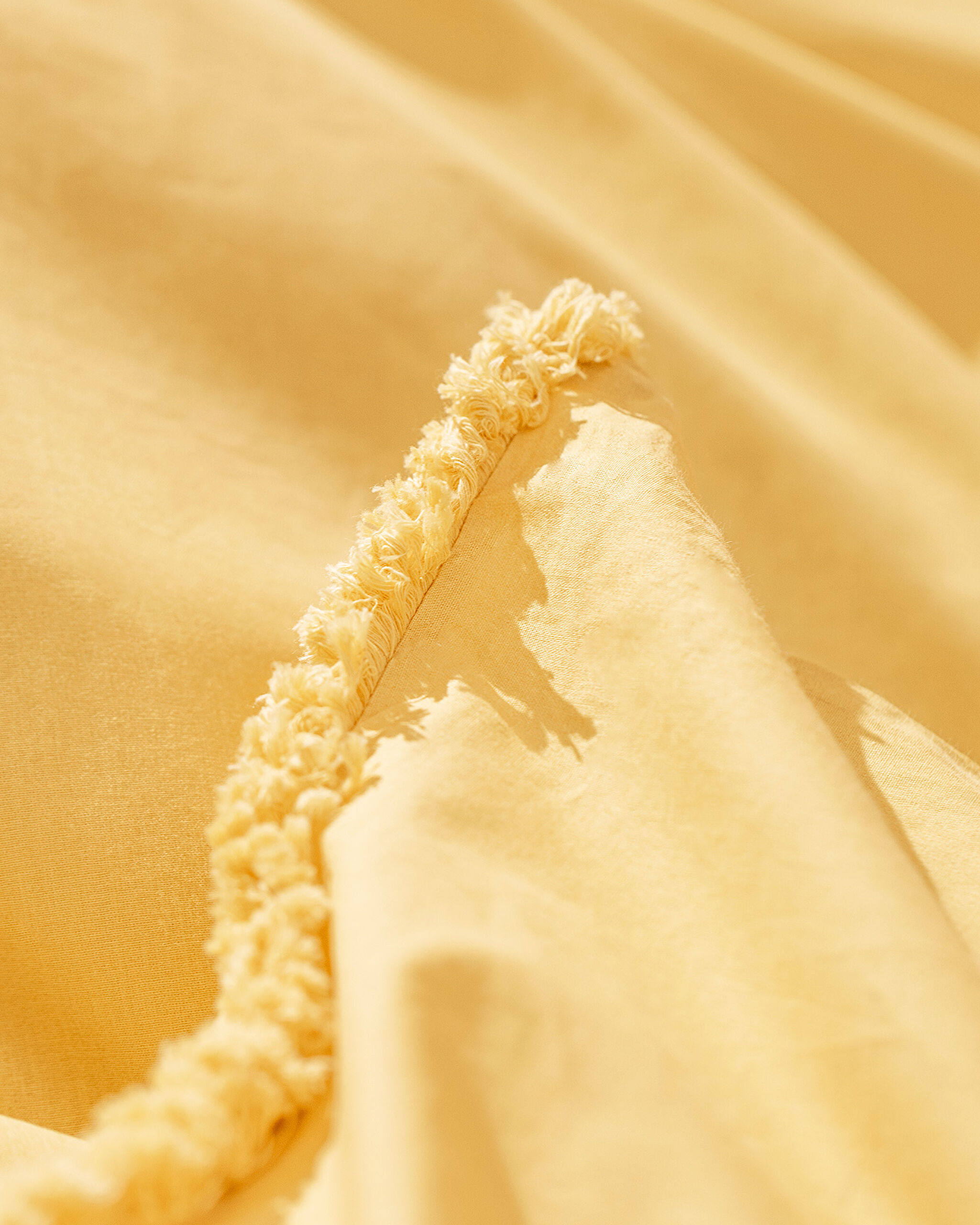 Sona dekbedovertrekset met enkele kwastjes - geel - 4