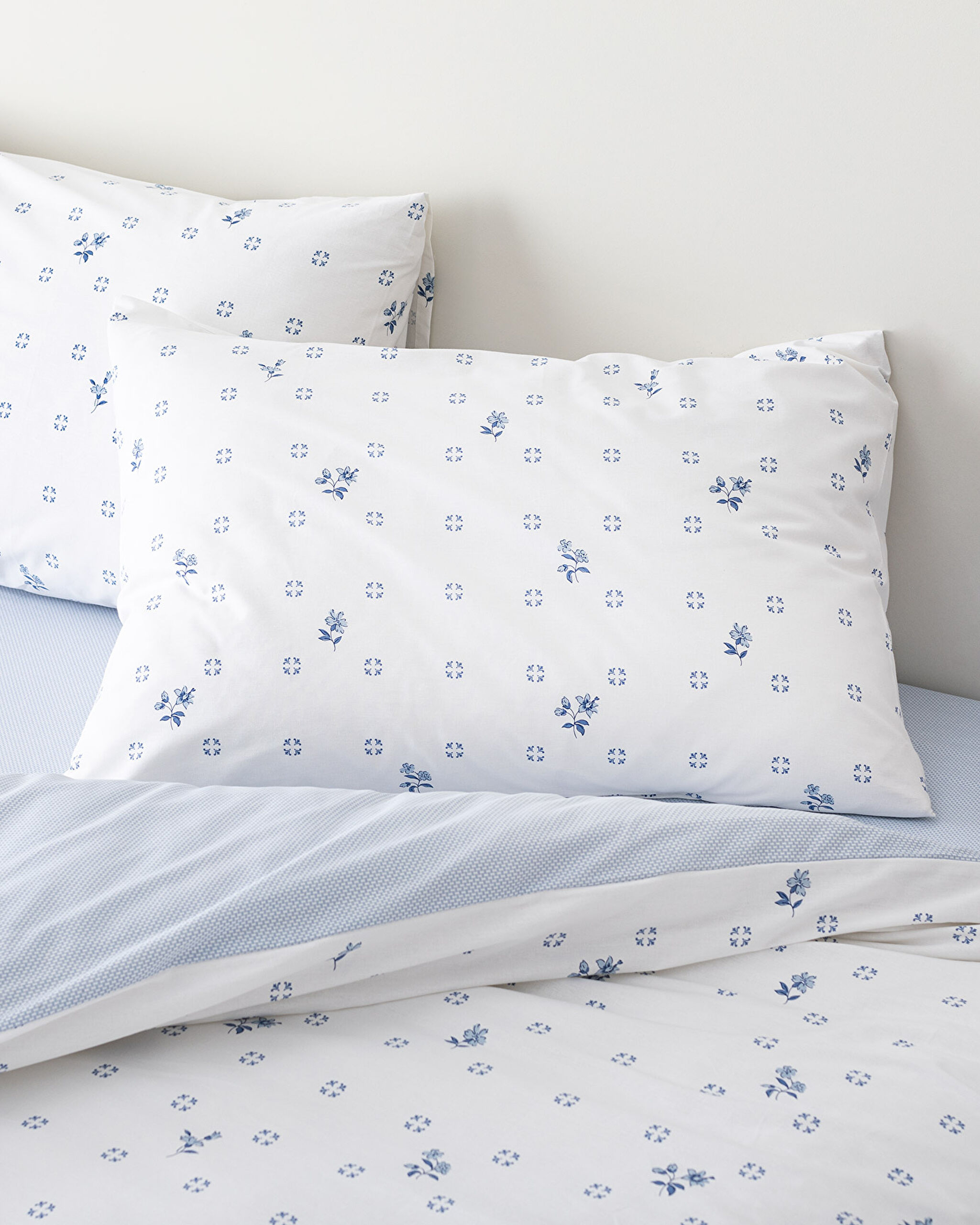 Ensemble de housse de couette imprimée Ranforce taille simple Dace avec draps élastiques - Bleu - 1