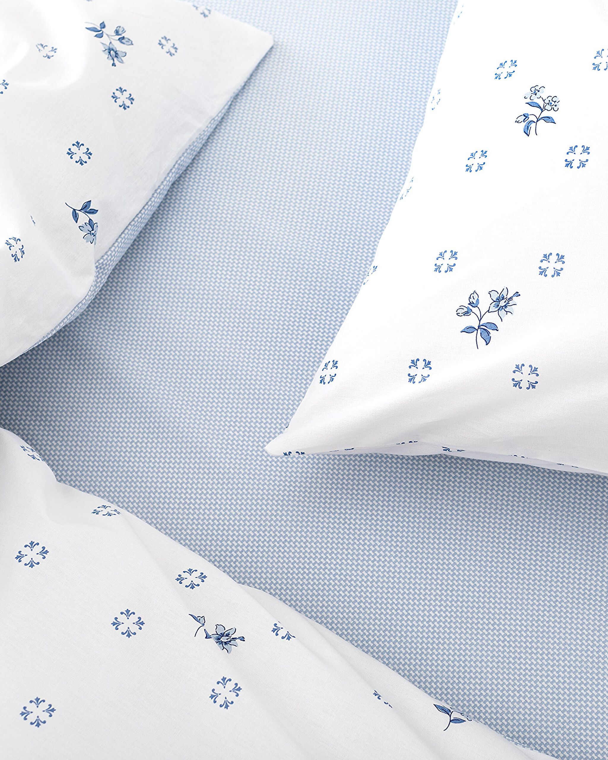 Ensemble de housse de couette imprimée Ranforce taille simple Dace avec draps élastiques - Bleu - 5