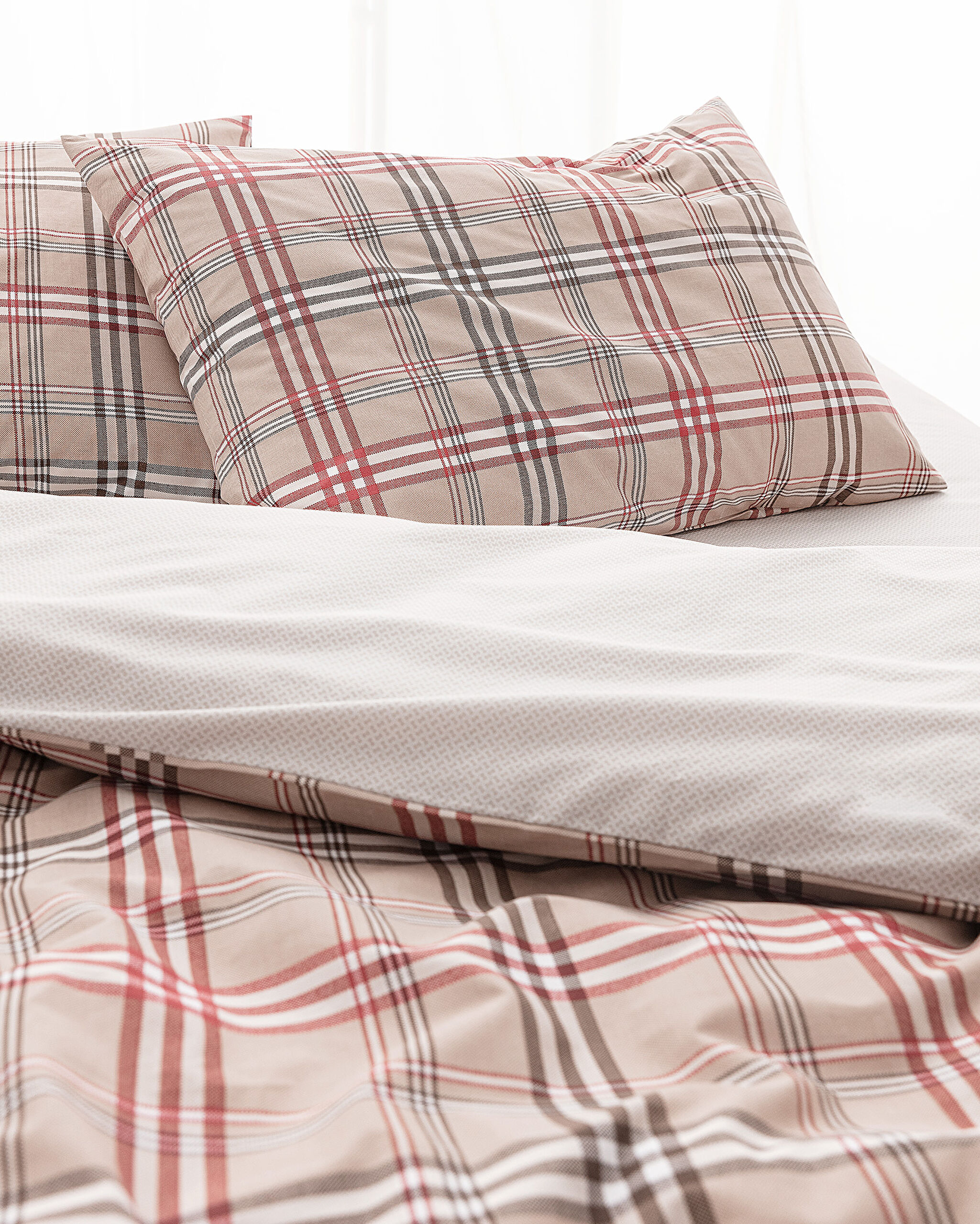 Ensemble de housse de couette imprimé Ranforce simple 100 % coton Garen - Beige - 2