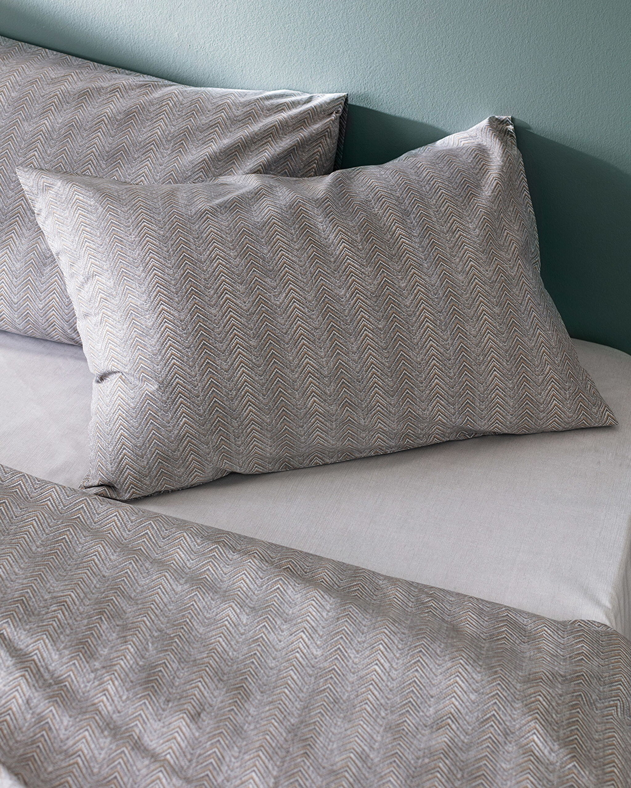 Ensemble de housse de couette imprimé Ranforce 100 % coton simple Bailey - Gris - 2