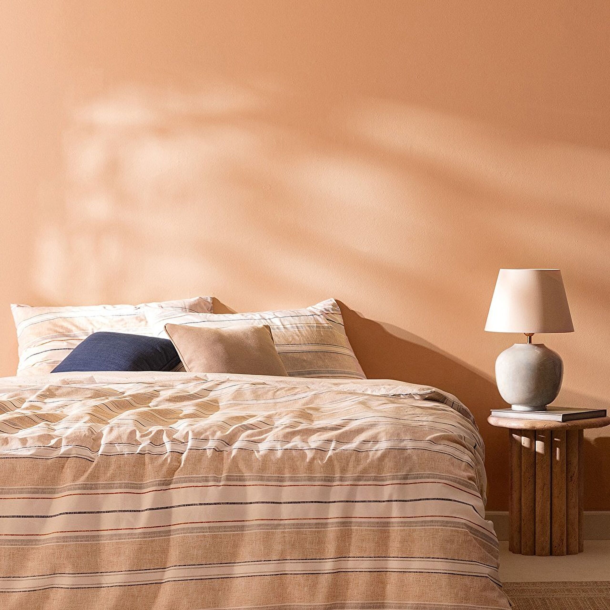 Elodie King Size 100 % Baumwolle Ranforce Elastisch bedrucktes Bettbezug-Set – Beige - 0