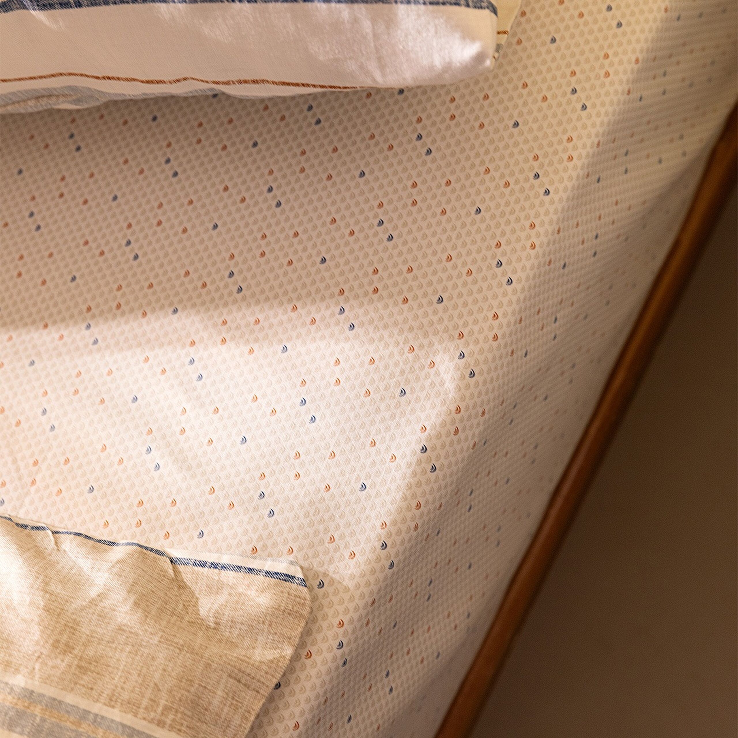 Elodie King Size 100 % Baumwolle Ranforce Elastisch bedrucktes Bettbezug-Set – Beige - 4