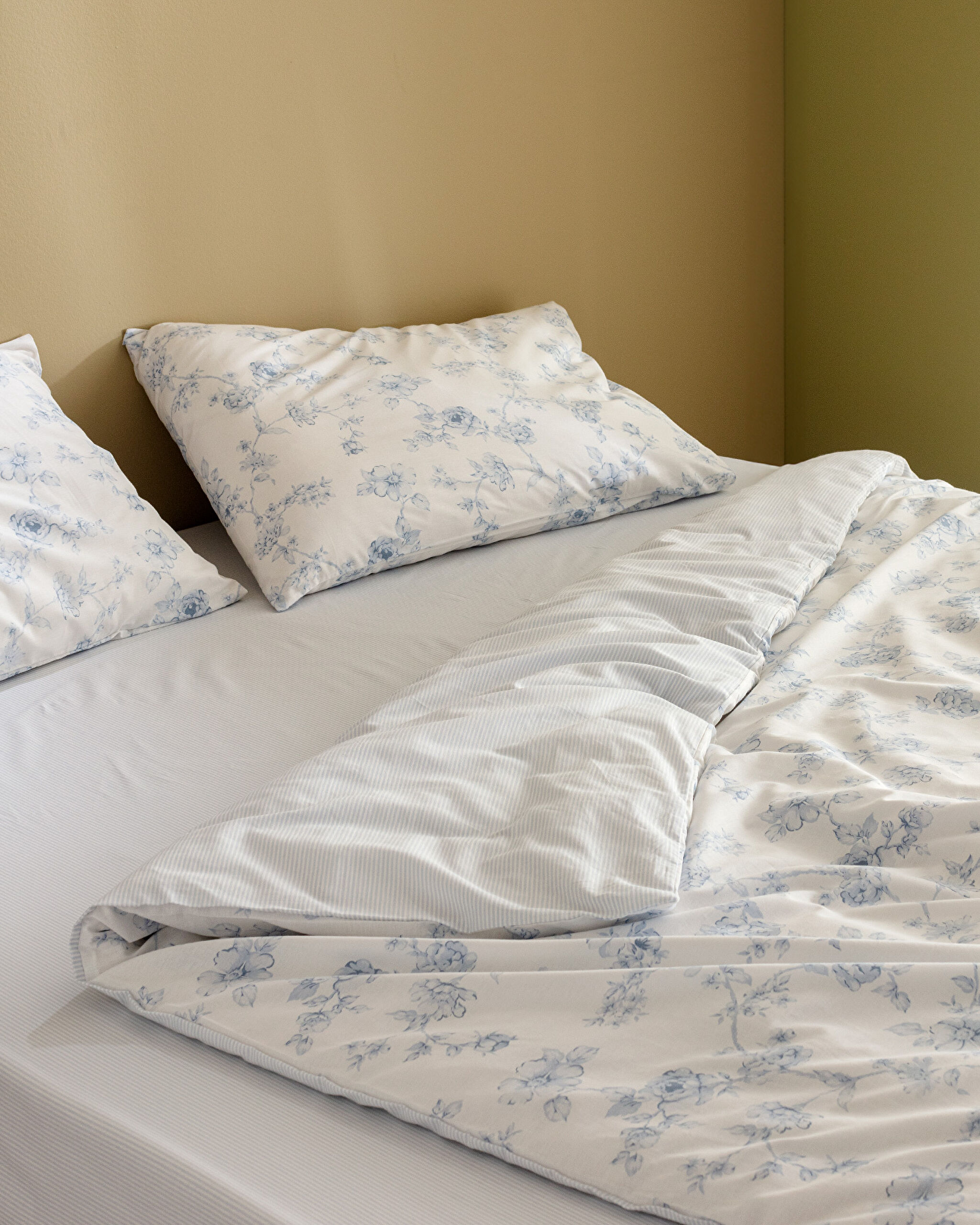 Ensemble de housse de couette imprimé élastique Ranforce 100 % coton Tiny Single - Bleu - 2