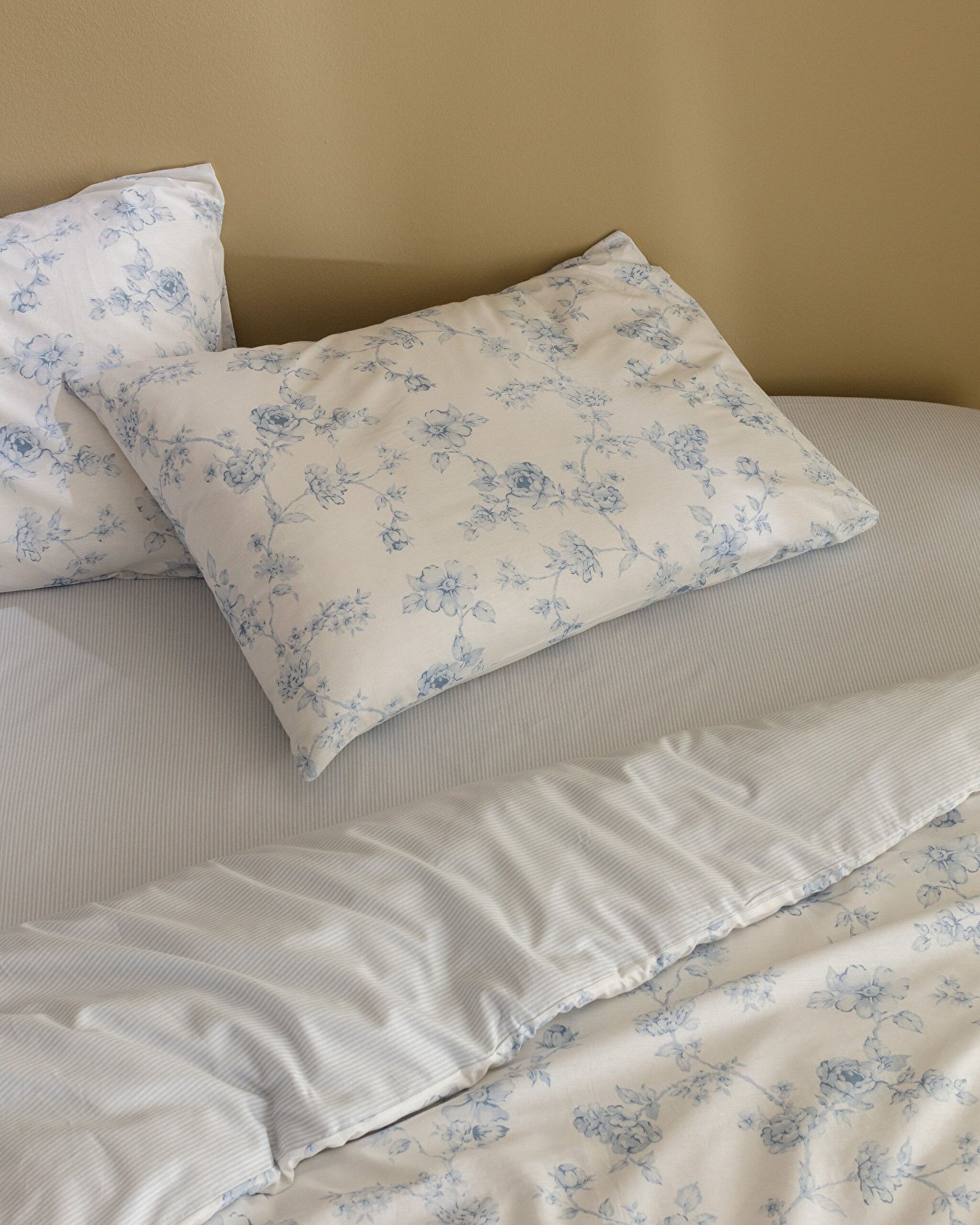 Ensemble de housse de couette imprimé élastique Ranforce 100 % coton Tiny Single - Bleu - 3