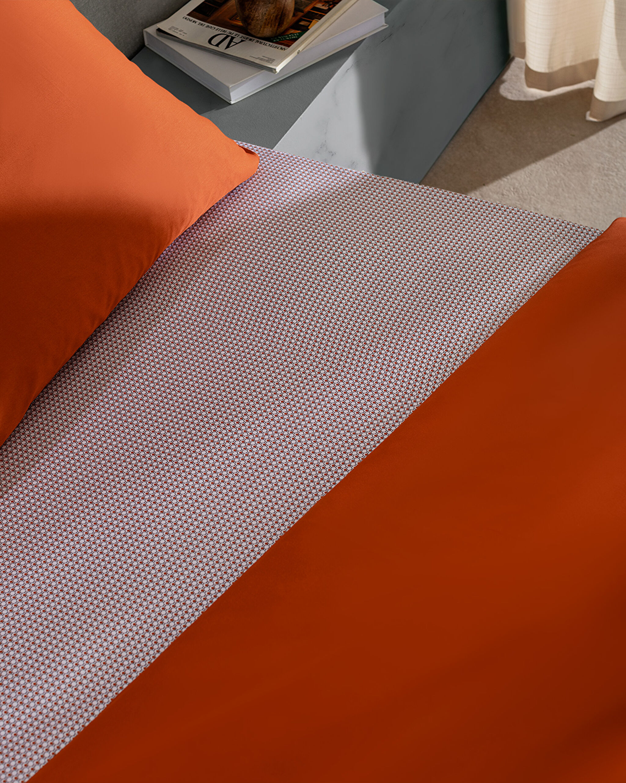 Ensemble de housse de couette simple en satin imprimé 100 % coton Delit - Orange - 4