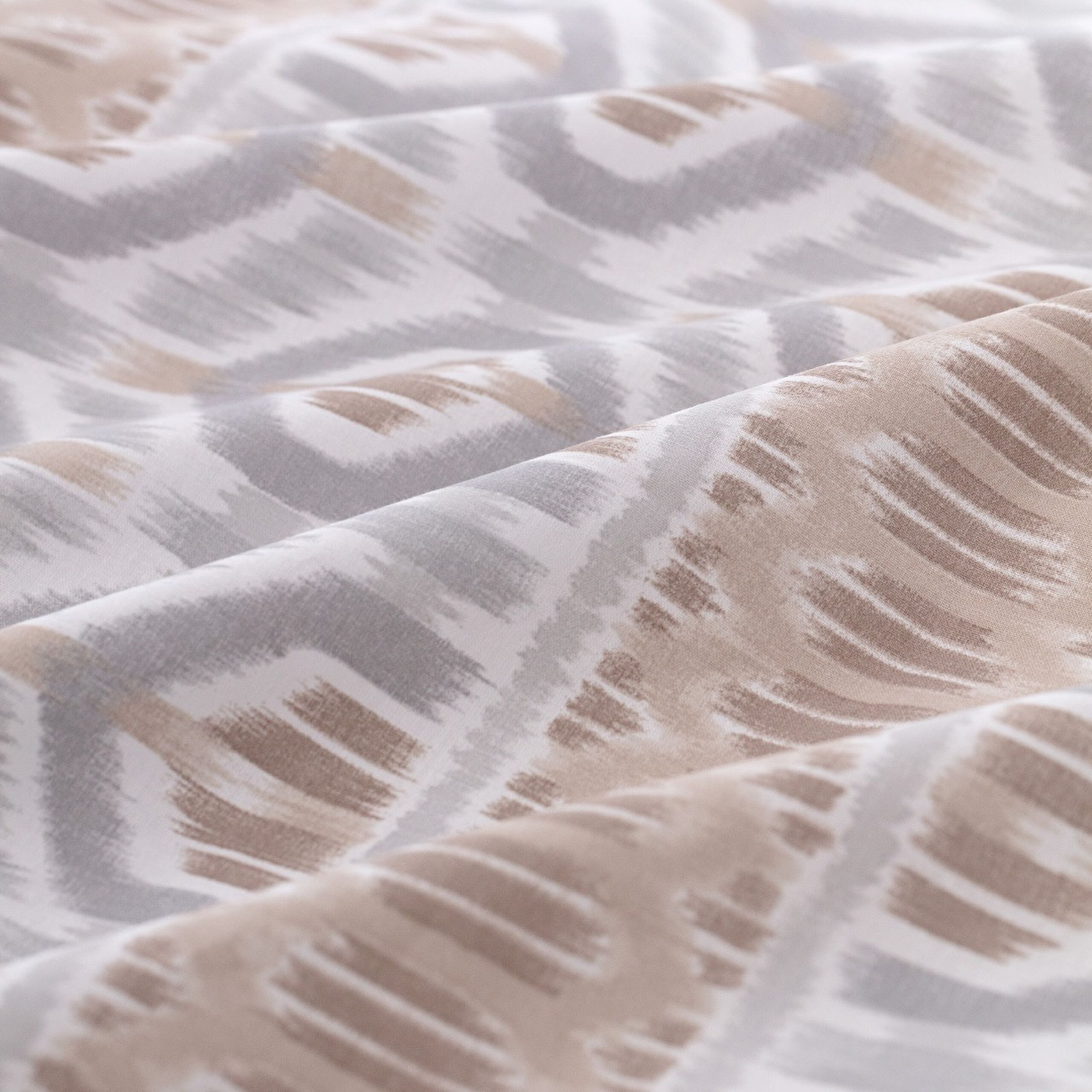 Ensemble de housse de couette imprimé Ranforce simple 100 % coton Abrial - Beige/Gris - 6