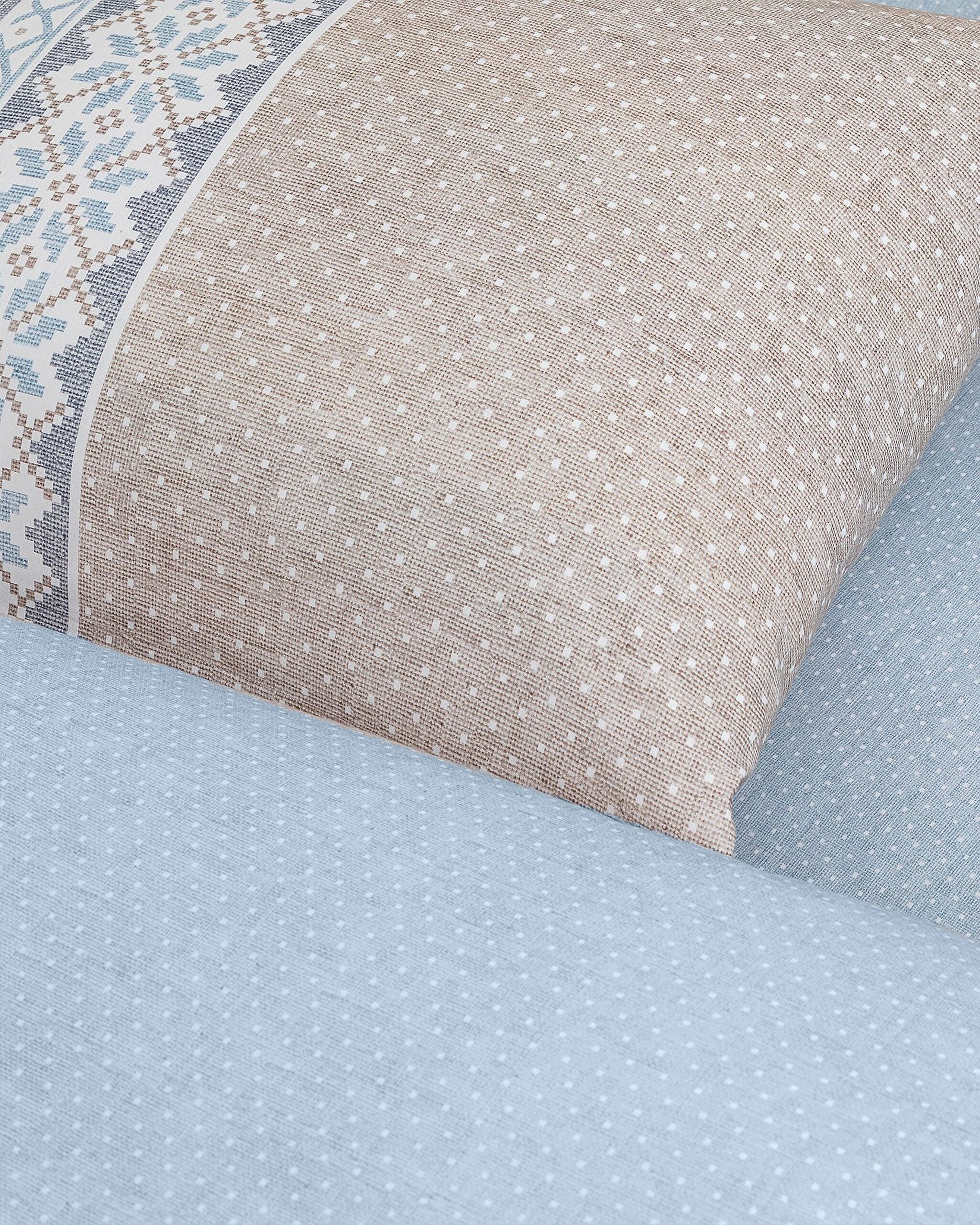 Benoit Single 100 % Baumwolle Ranforce bedrucktes Bettbezug-Set – Beige/Blau - 3