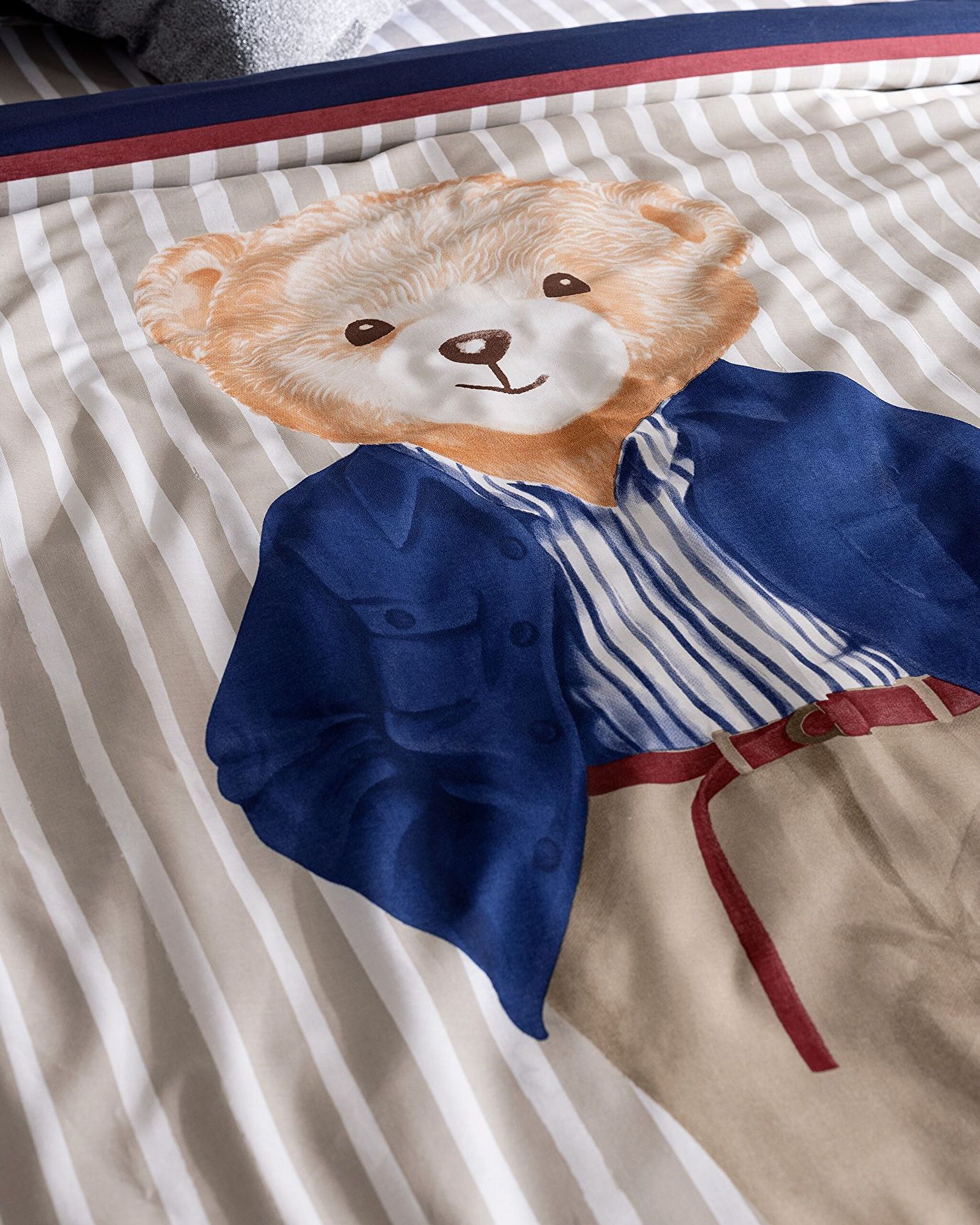 Marnay Bear Single 100 % Baumwolle Ranforce bedrucktes Bettbezug-Set – Beige - 6