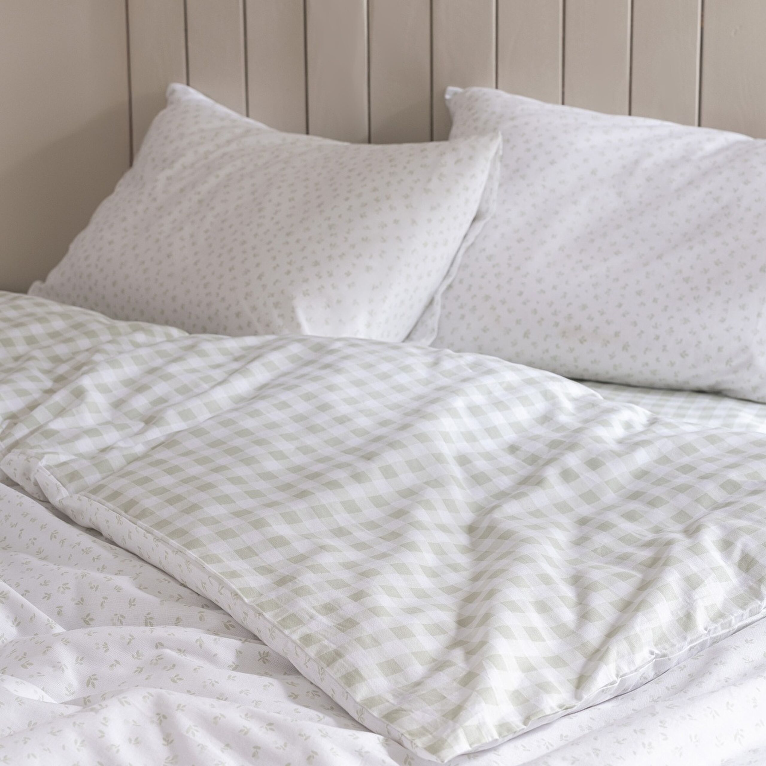 Ensemble de housse de couette imprimé Ranforce 100 % coton simple Botie - Kaki - 4