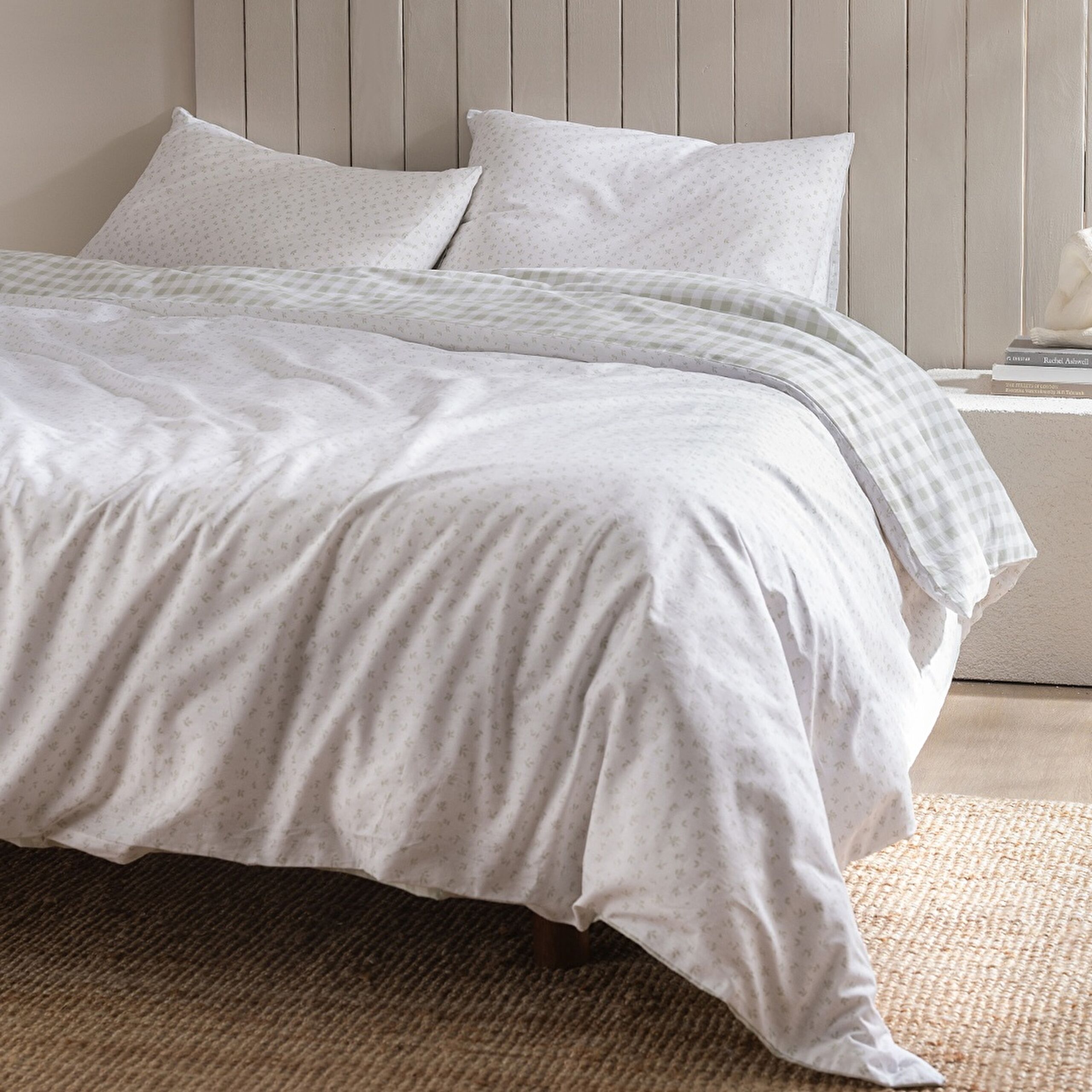 Ensemble de housse de couette imprimé Ranforce 100 % coton simple Botie - Kaki - 1