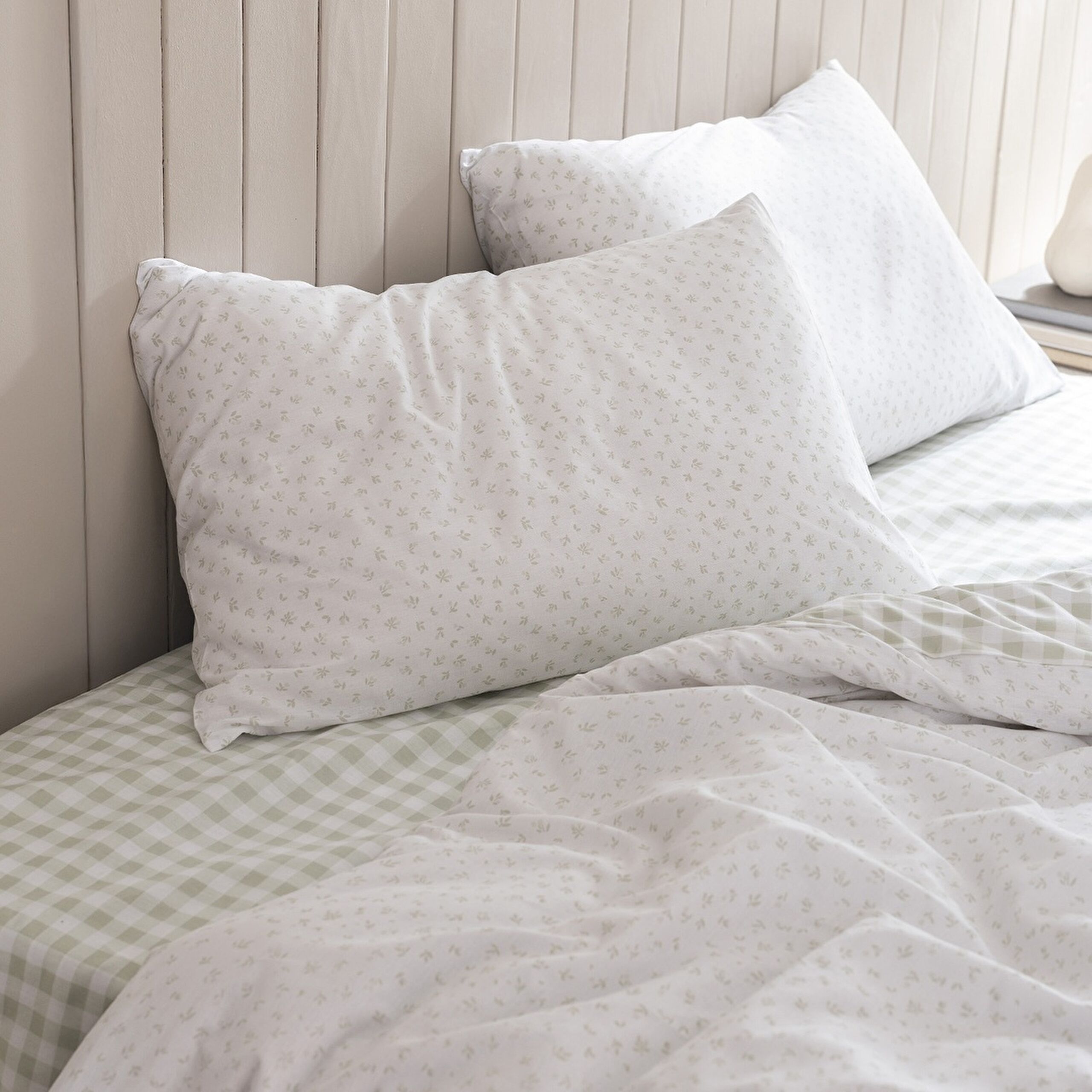 Ensemble de housse de couette imprimé Ranforce 100 % coton simple Botie - Kaki - 2