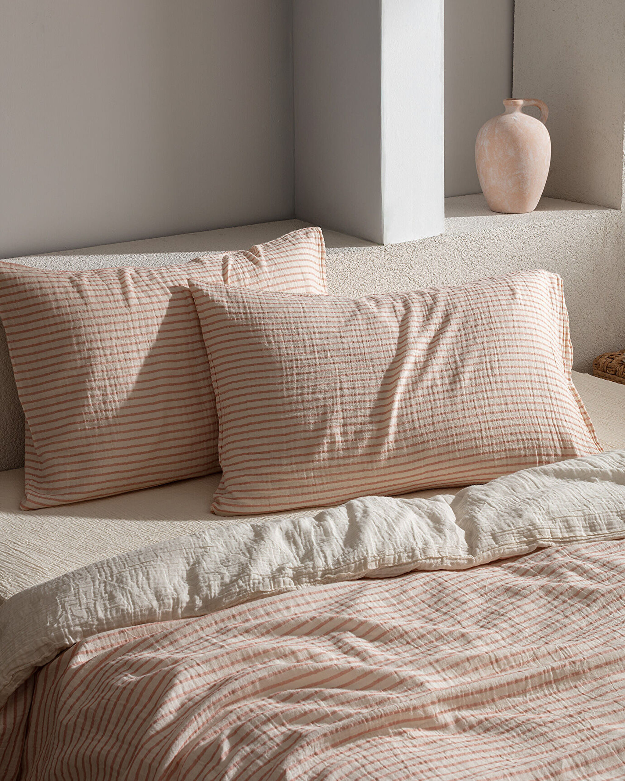 Agnes Sıngle Sıze Muslın Yarn Dyed Duvet Cover Set - Fıtted - 3