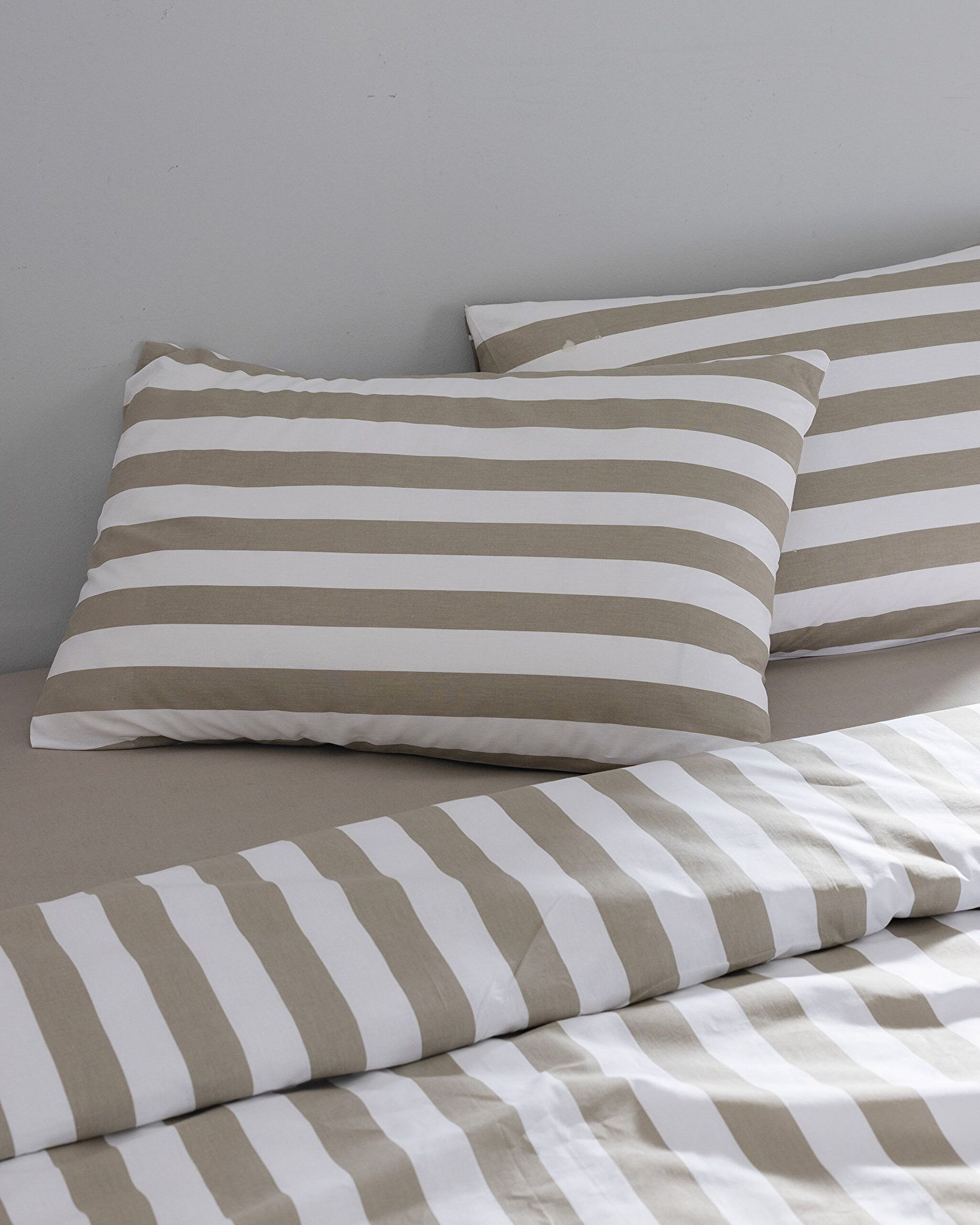 Ensemble de housse de couette imprimé Ranforce simple 100 % coton Avignon - Kaki - 2