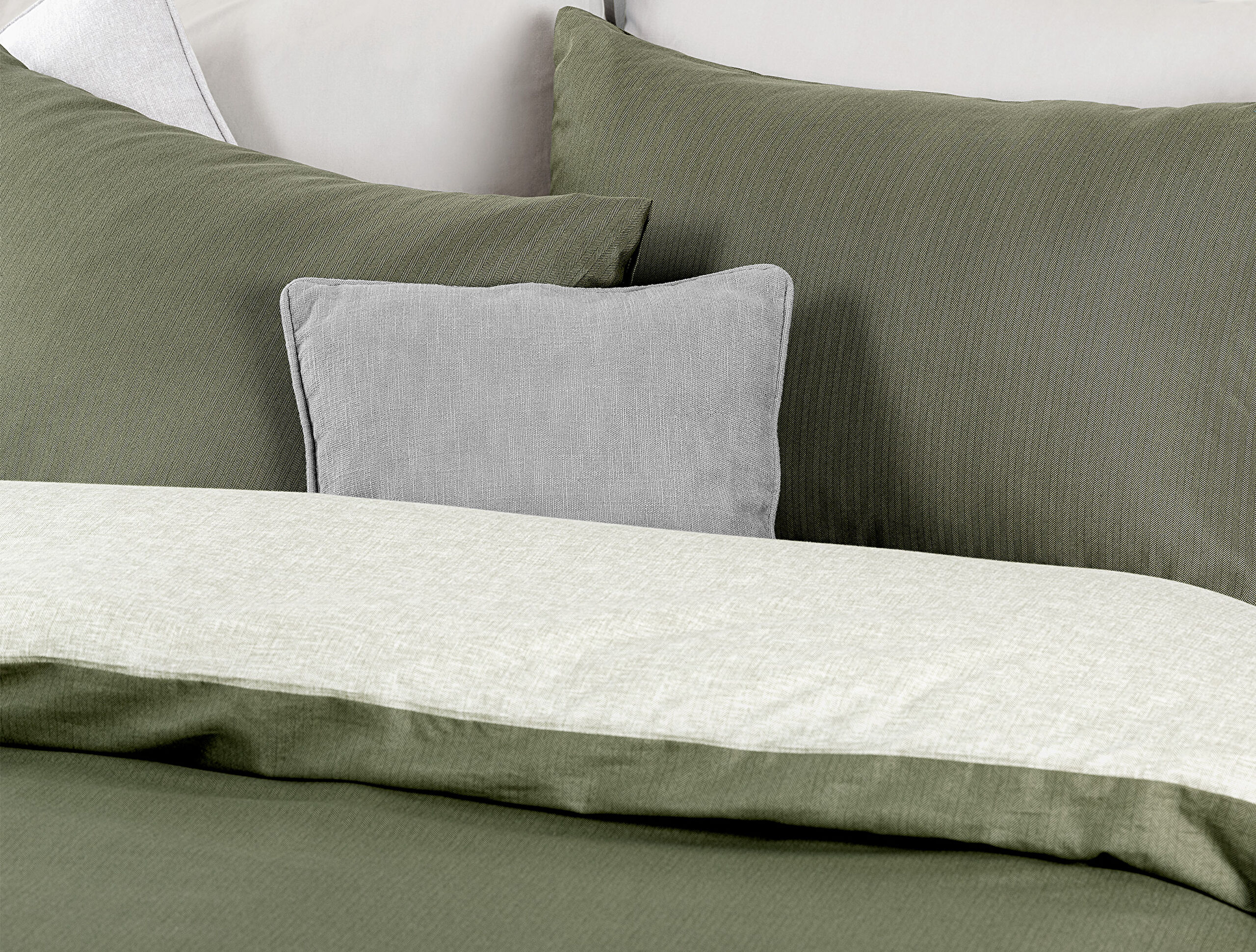 Parure de lit imprimée Cher pour lit simple - Kaki - 1