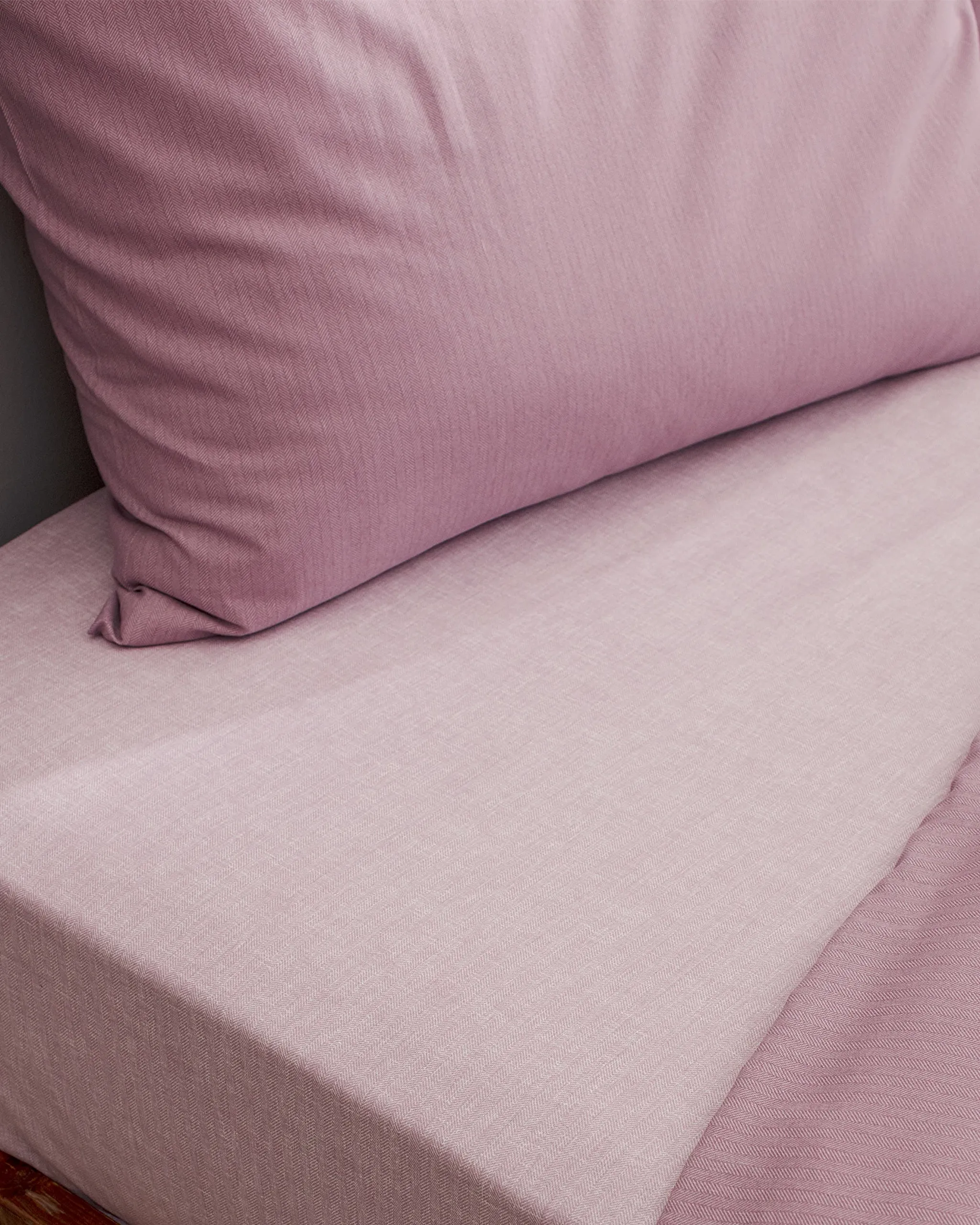 Ensemble de housse de couette simple en coton imprimé Cher - Prune clair - 3