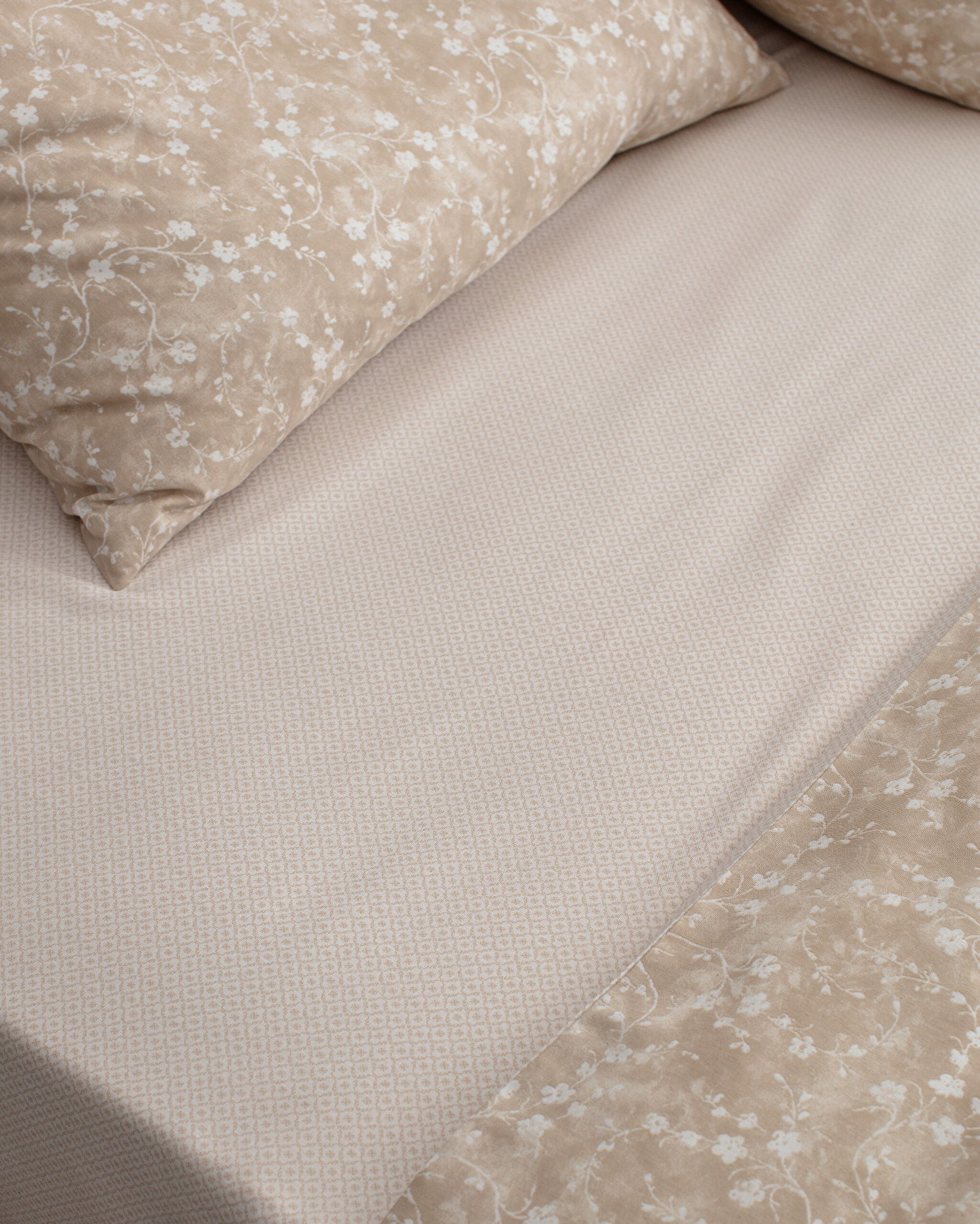 Ensemble de housse de couette simple imprimé en coton Fiance - Beige - 3