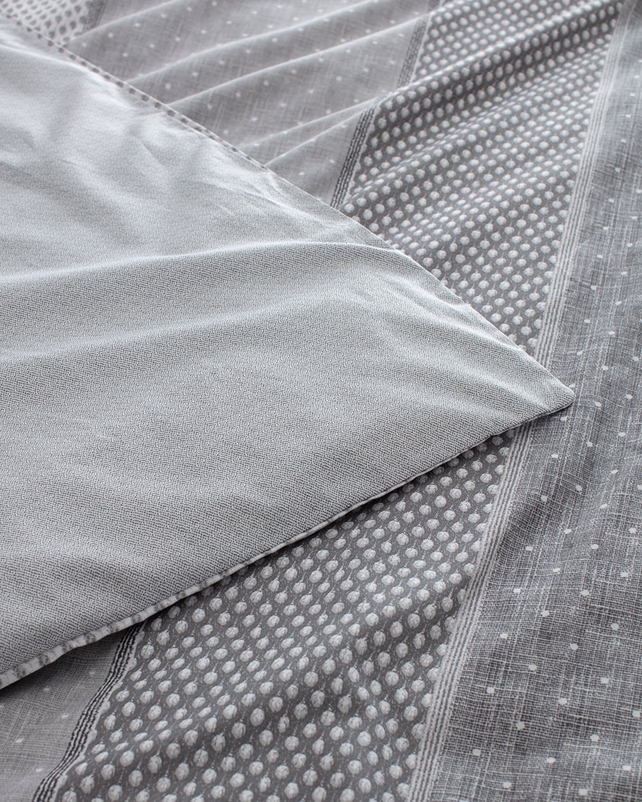 Ensemble de housse de couette simple en coton imprimé Hugo - Gris - 4