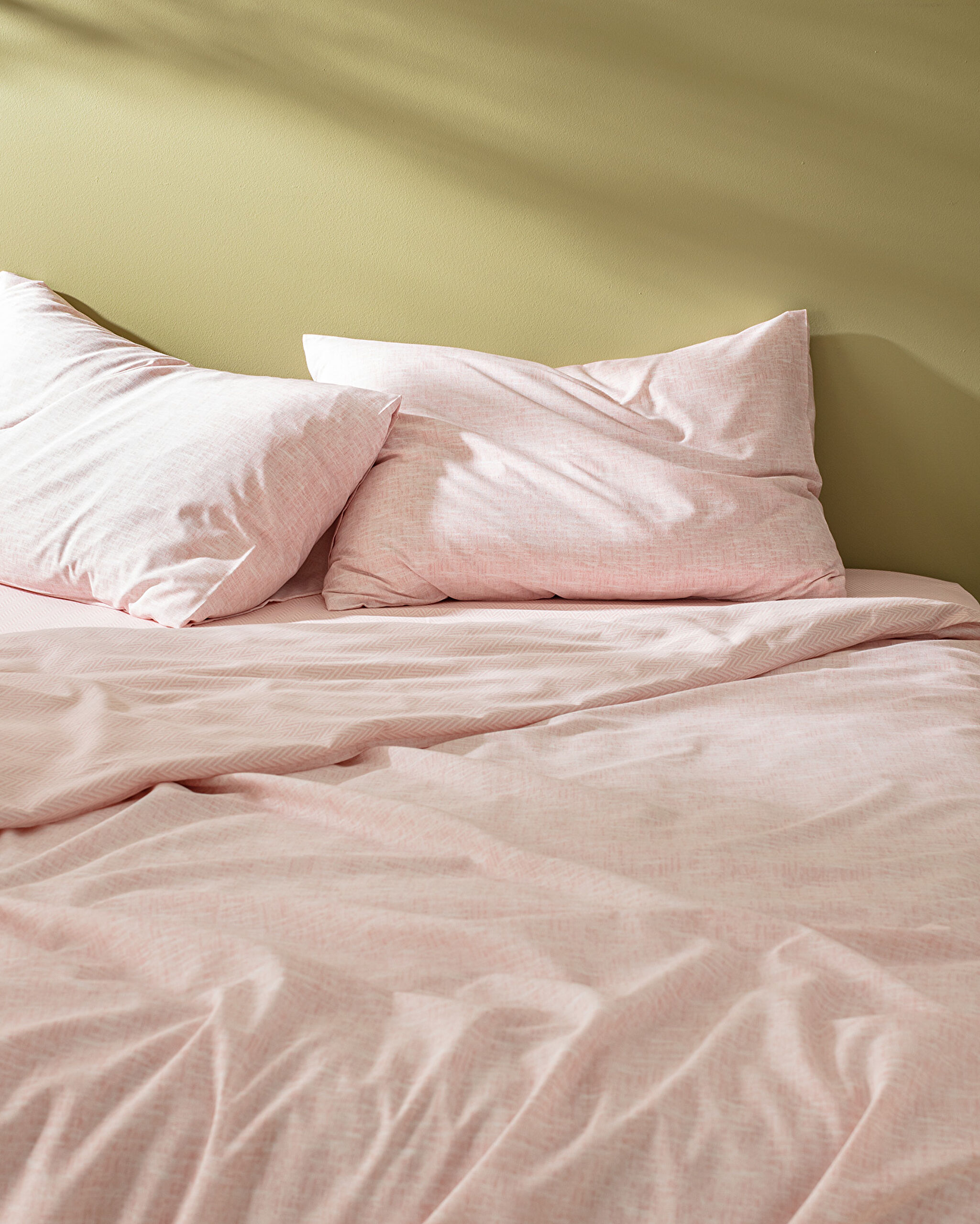 Ensemble de housse de couette simple en coton imprimé Juin - Poudre - 1