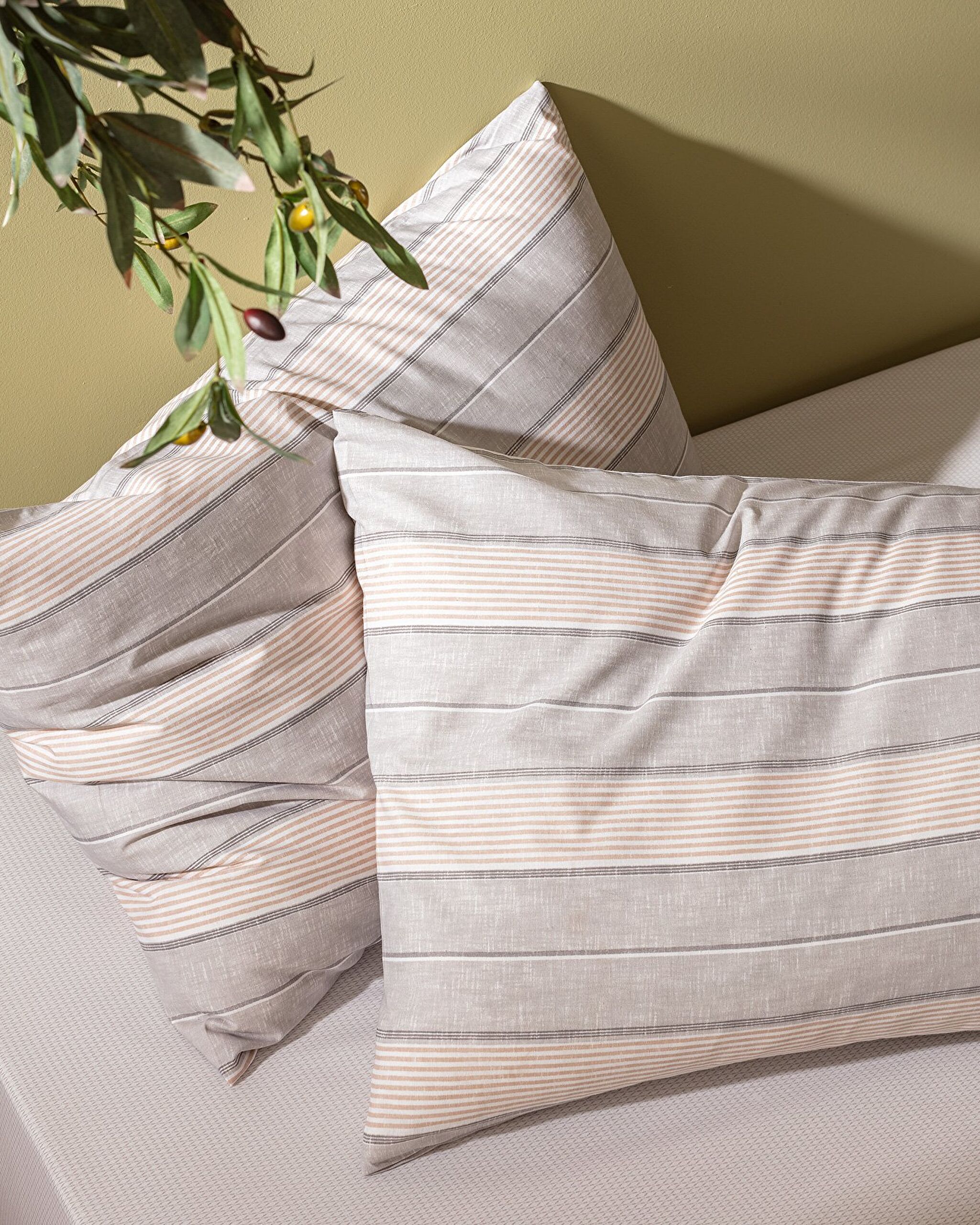 Ensemble de housse de couette imprimé en coton simple Marc - Gris/Beige - 4