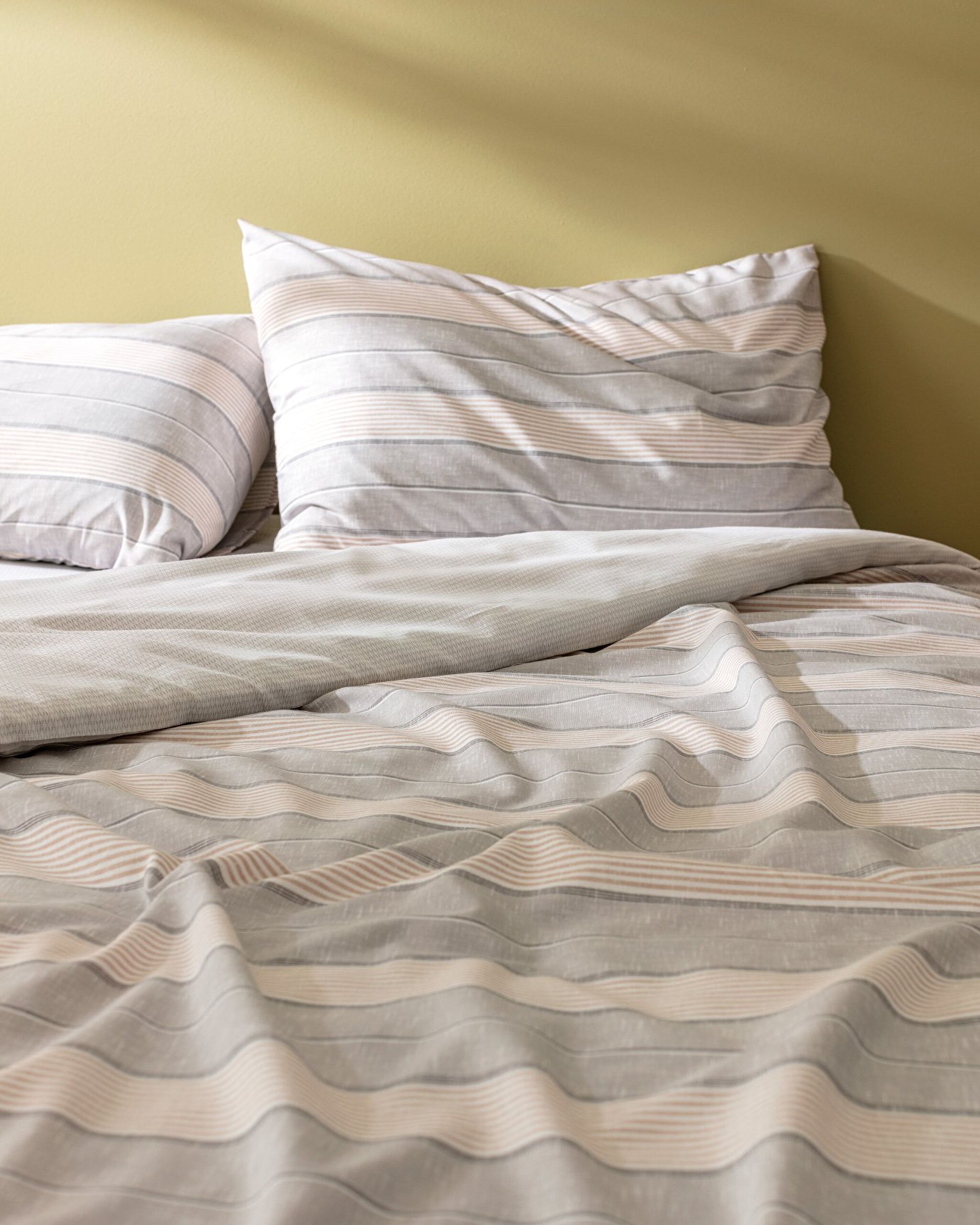 Ensemble de housse de couette imprimé en coton simple Marc - Gris/Beige - 2