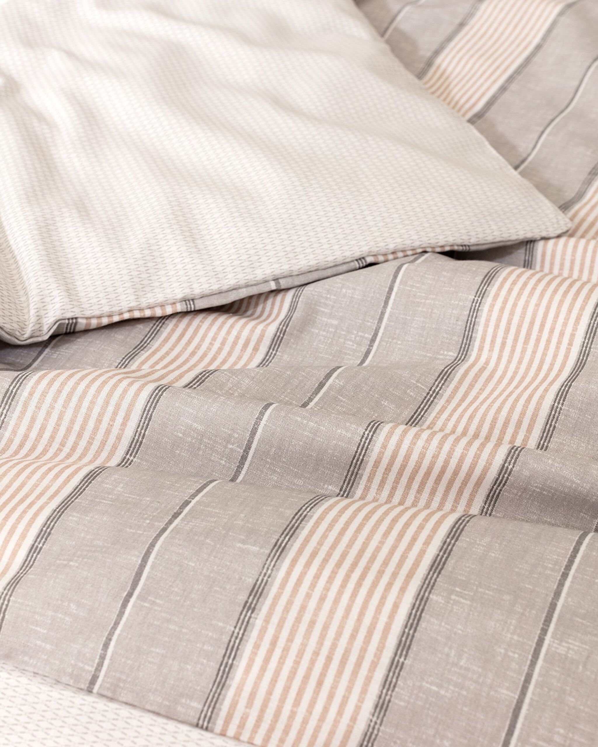 Ensemble de housse de couette imprimé en coton simple Marc - Gris/Beige - 6