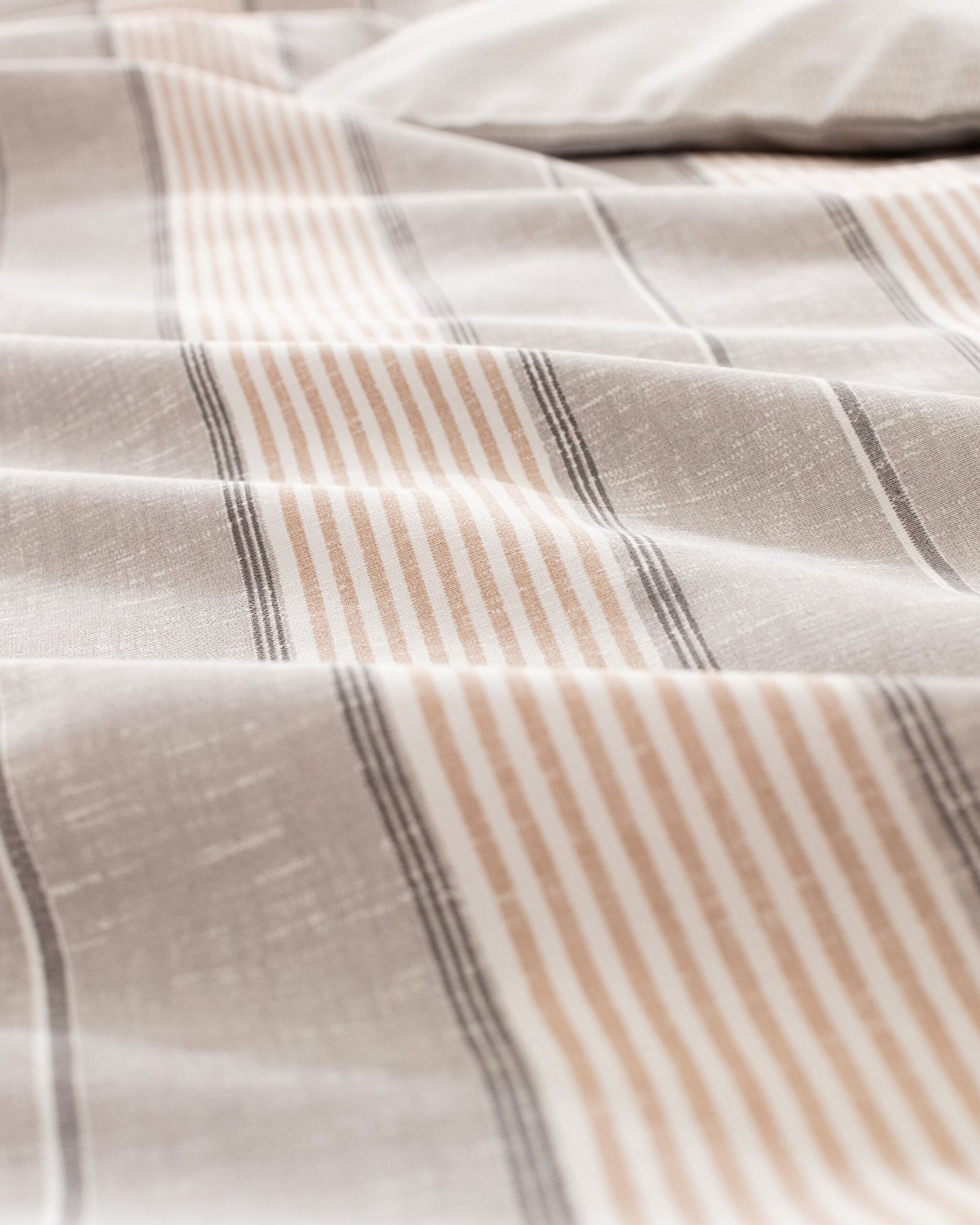 Ensemble de housse de couette imprimé en coton simple Marc - Gris/Beige - 7