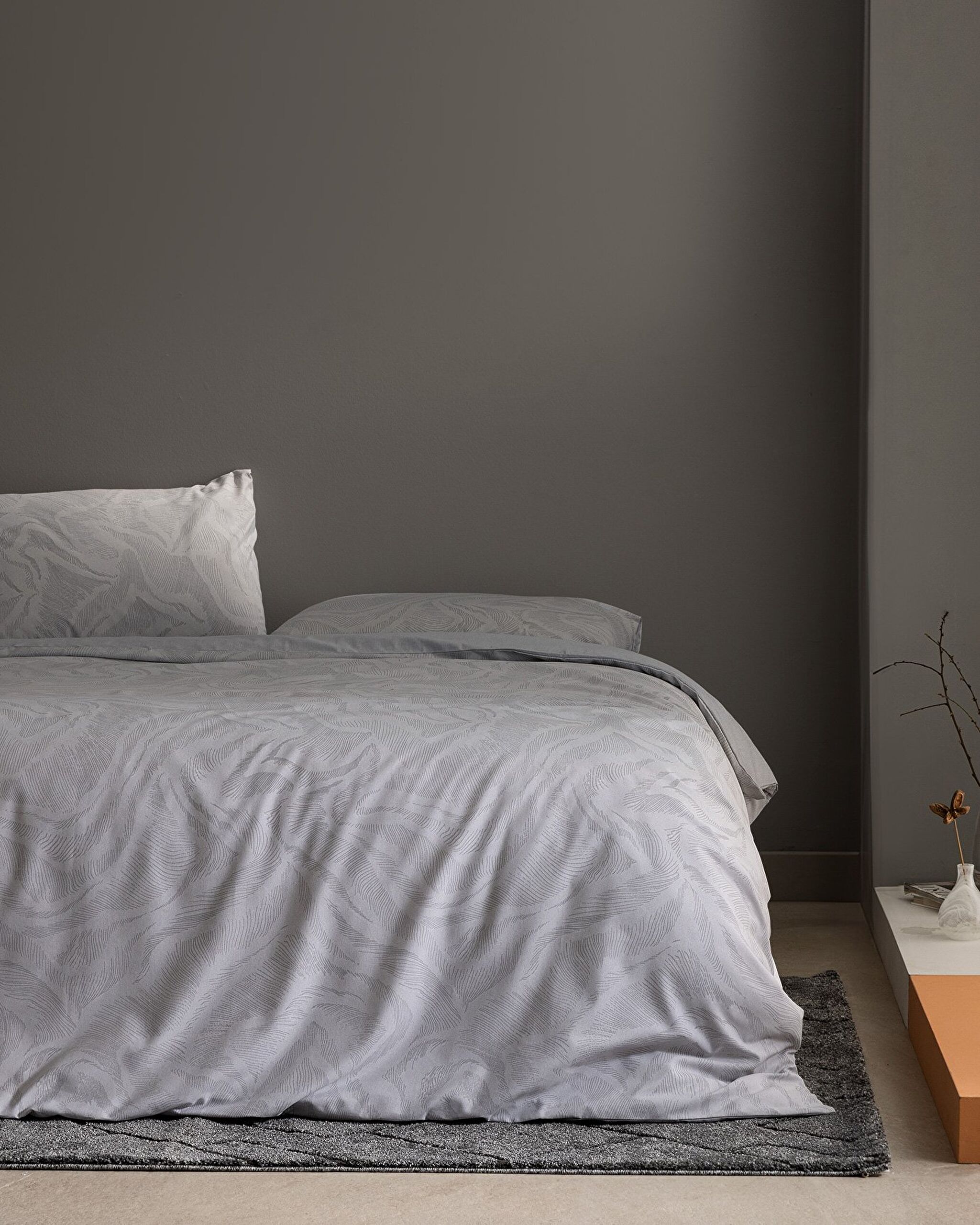 Ensemble de housse de couette imprimé en coton simple Coyan - Gris - 0