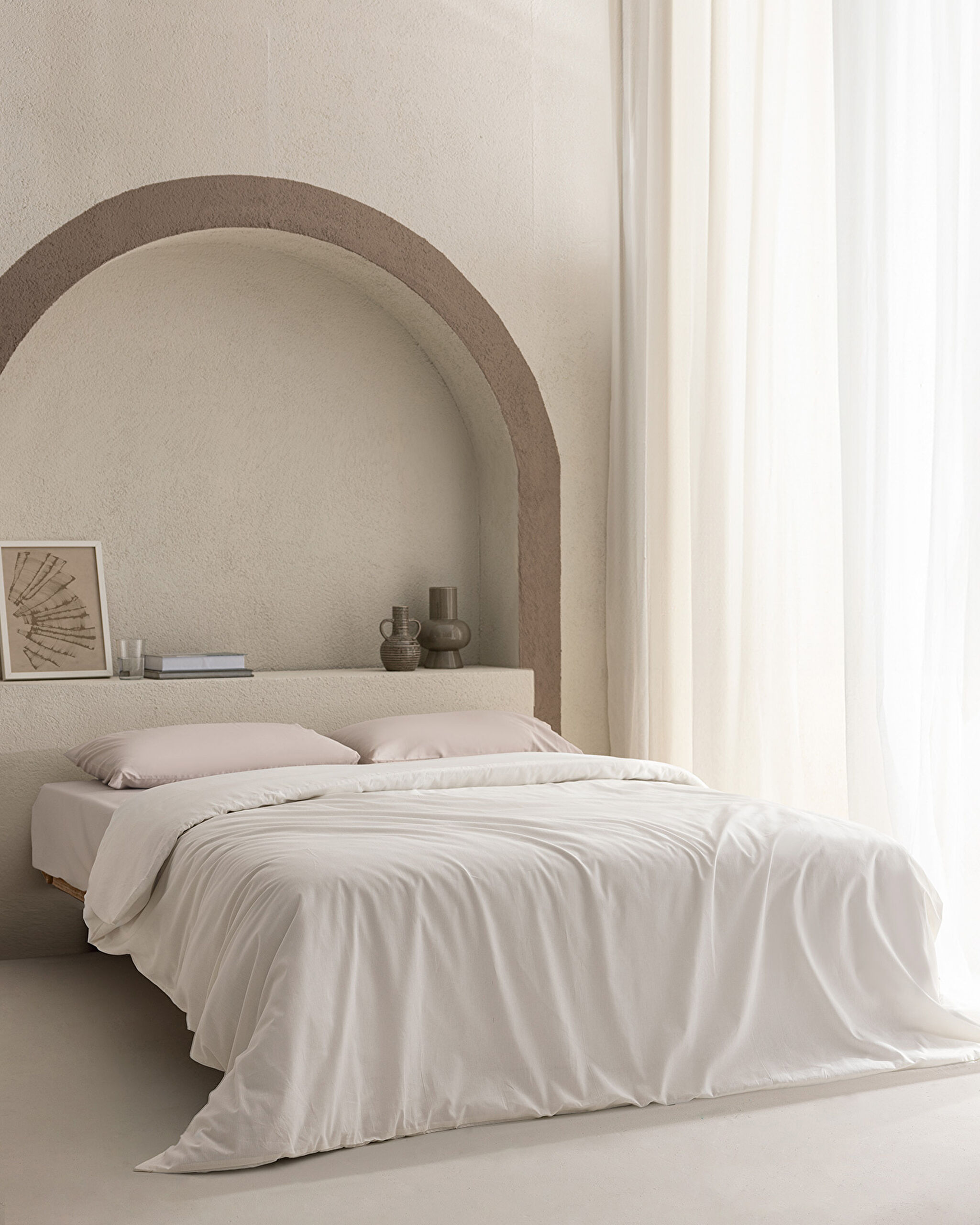 Housse de Couette Unie Ranforce Double 100% Coton Manon - Écru - 0